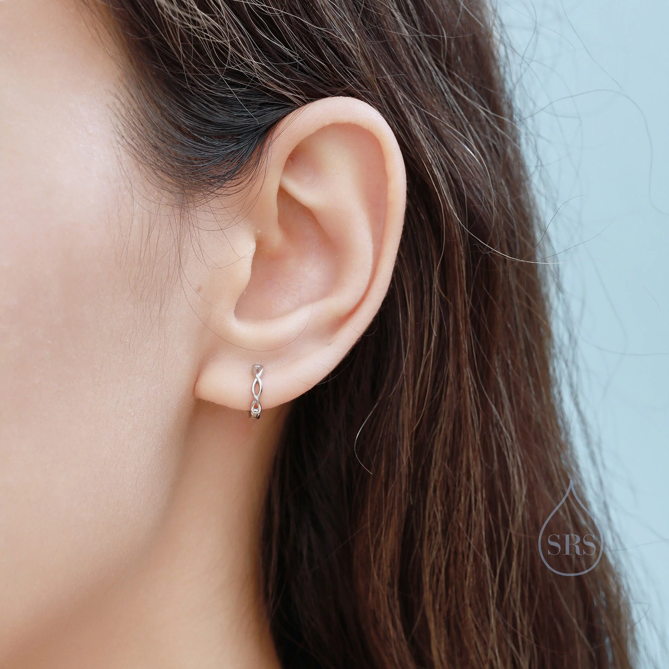 Sterling Silver Delicate Braided Huggie Hoops, Mini Twist Hoops, Intertwining Hoop Earrings, Dainty Huggie Hoops Earrings, Mobius Hoops - Image 5