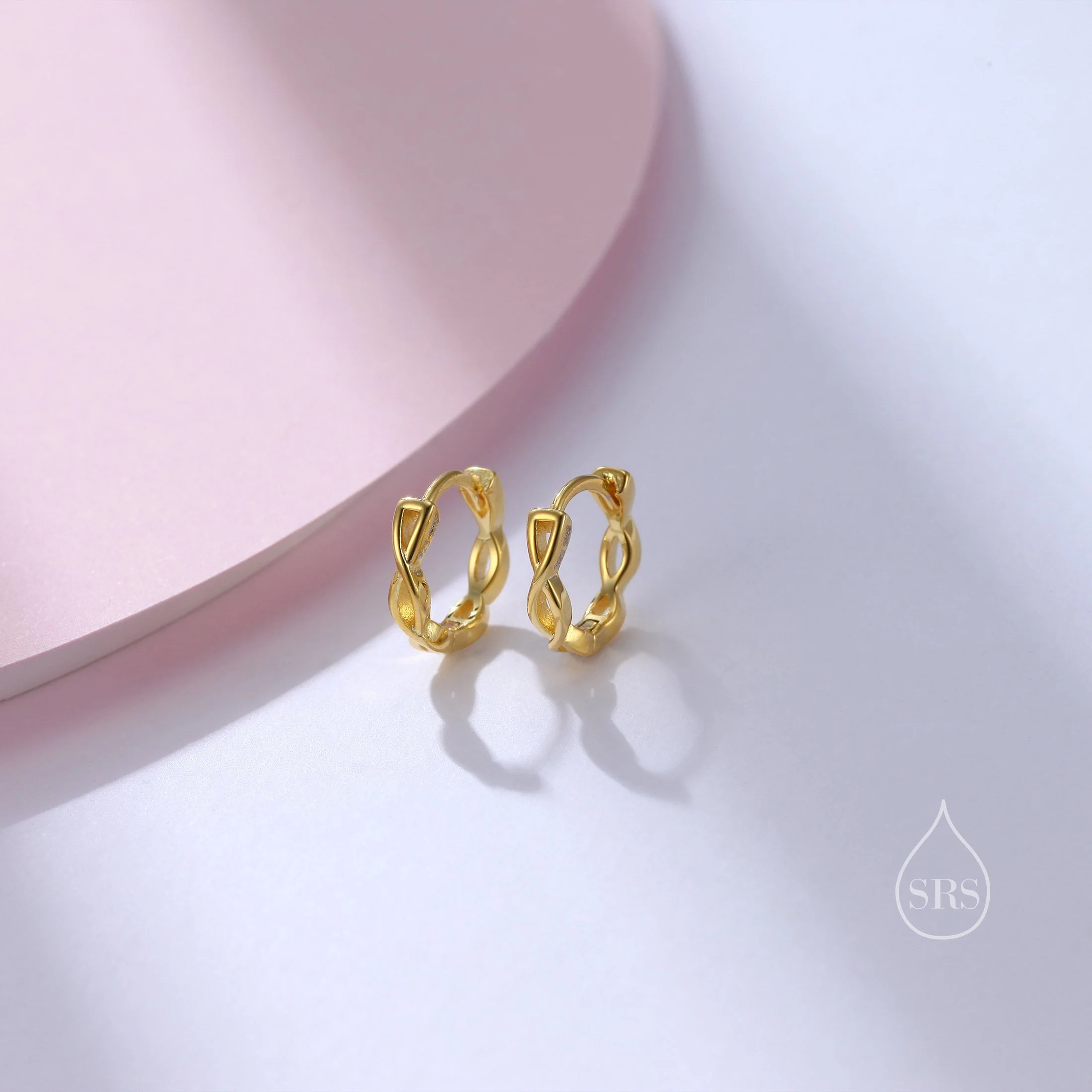 Sterling Silver Delicate Braided Huggie Hoops, Mini Twist Hoops, Intertwining Hoop Earrings, Dainty Huggie Hoops Earrings, Mobius Hoops - Image 8