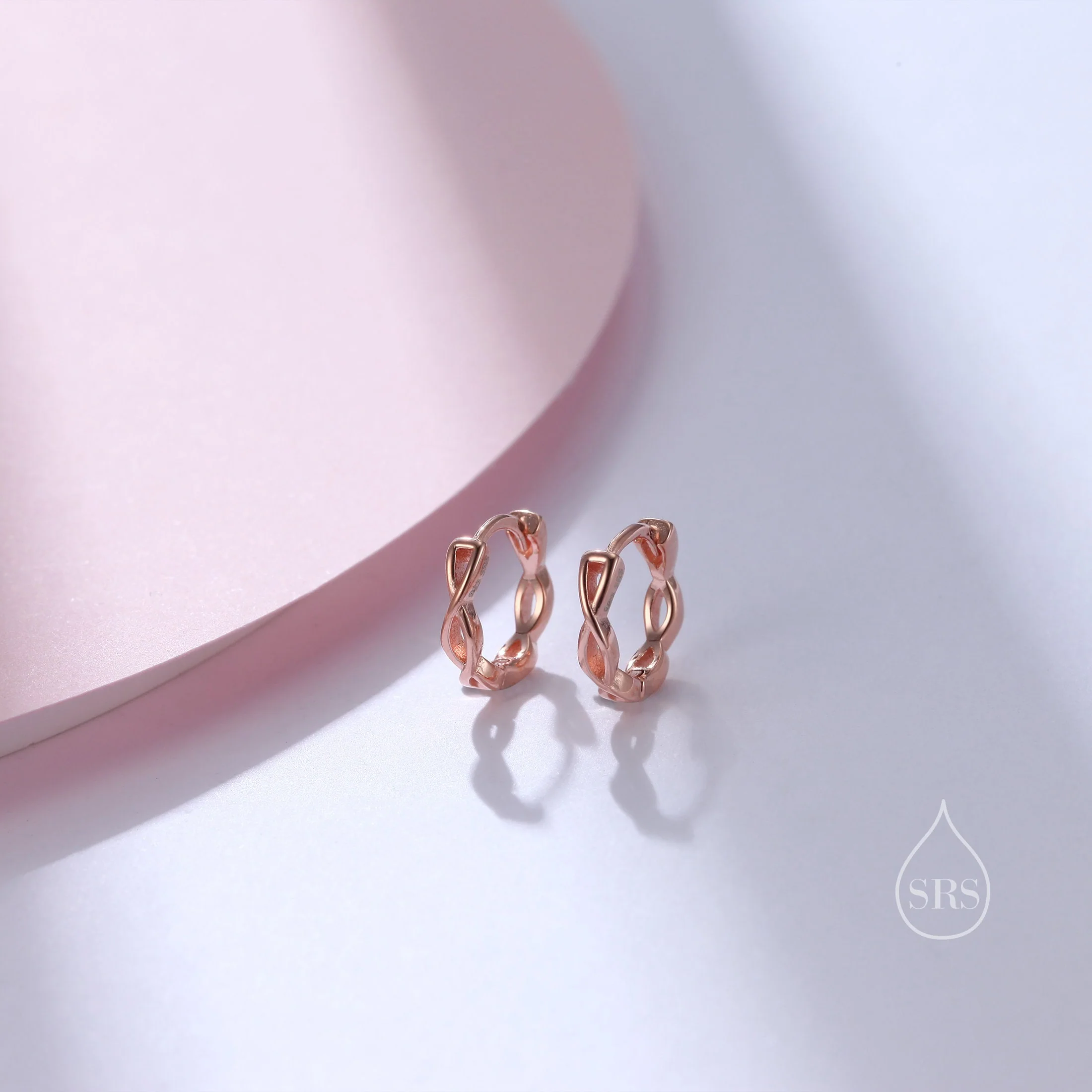 Sterling Silver Delicate Braided Huggie Hoops, Mini Twist Hoops, Intertwining Hoop Earrings, Dainty Huggie Hoops Earrings, Mobius Hoops - Image 9