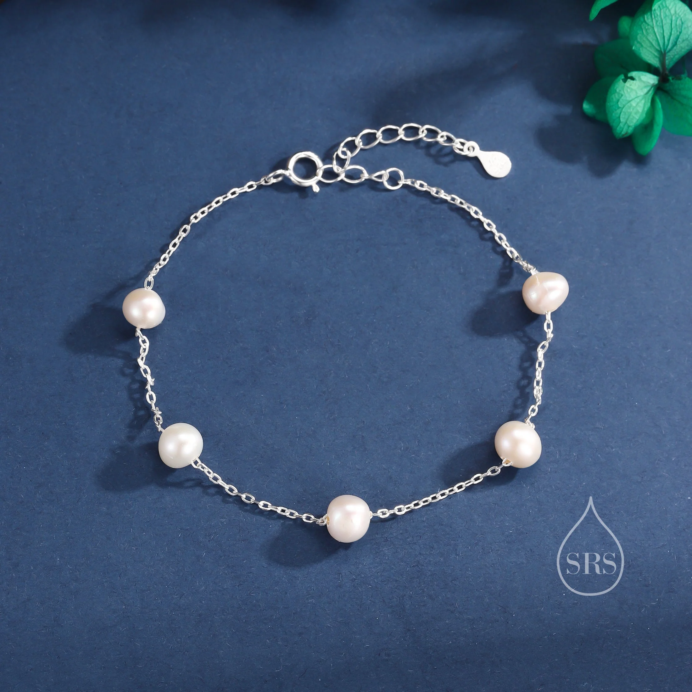 Sterling Silver Delicate Freshwater Pearl Beaded Bracelet, Genuine Freshwater Keshi Pearls, Natural Pearl Bracelet - Image 5