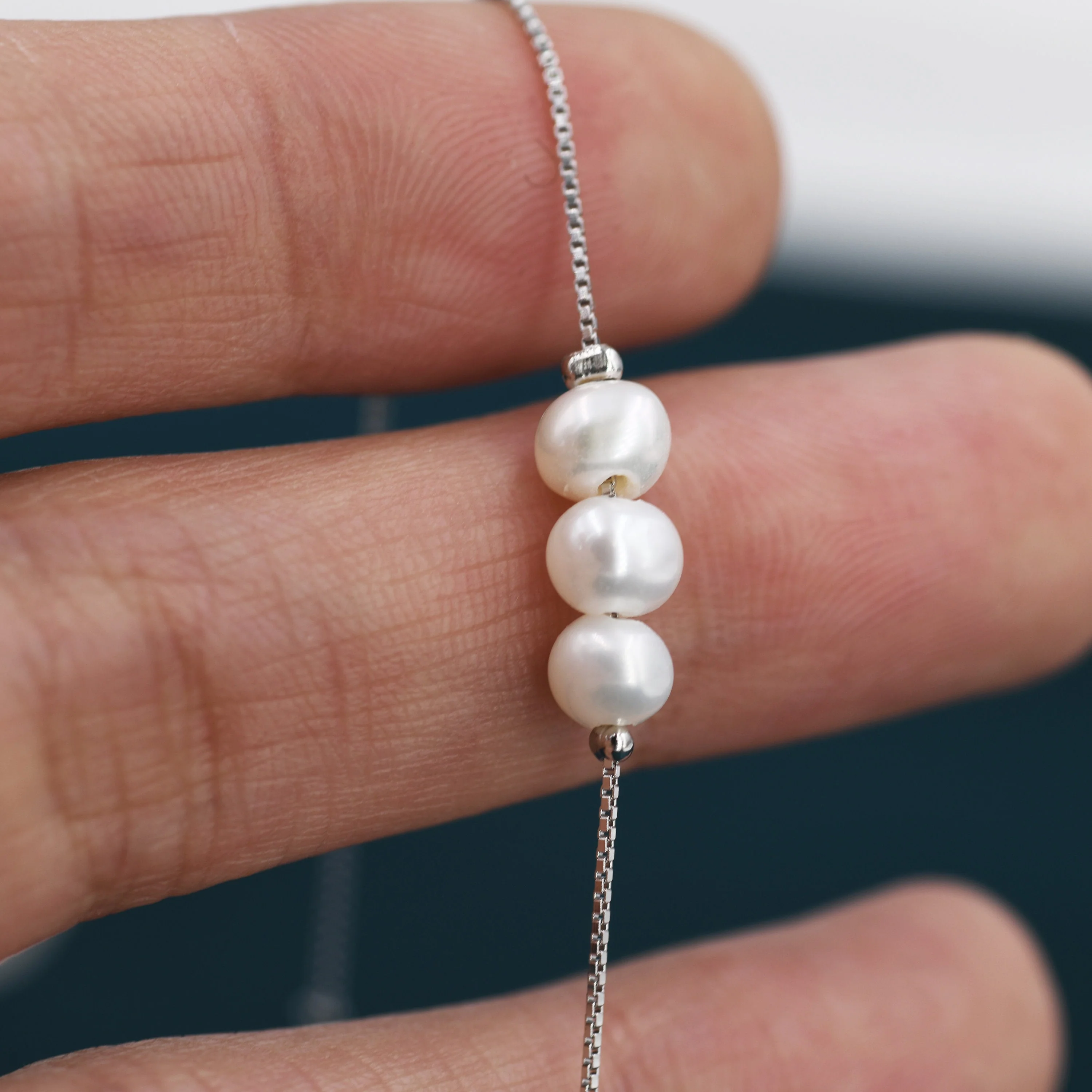 Sterling Silver Delicate Keshi Pearl Beaded Bracelet, Silver or Gold, Genuine Freshwater Pearls, Natural Pearl Bracelet, Ivory Pearls - Image 8