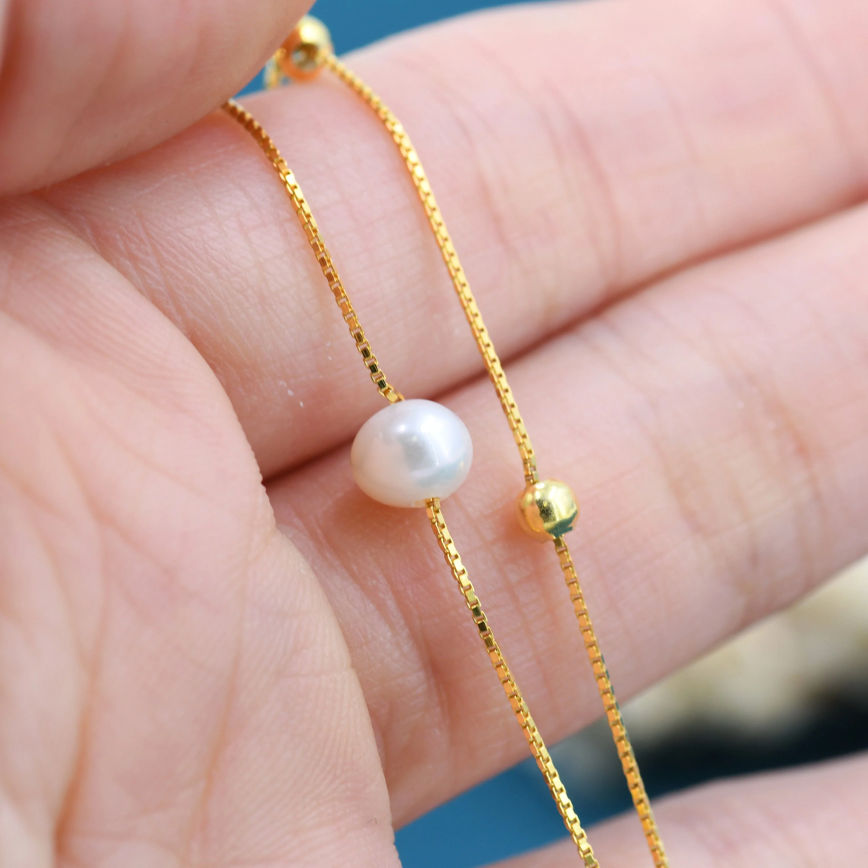 Sterling Silver Delicate Pearl and Silver Ball Beaded Bracelet, Double Layer, Silver or Gold, Real Freshwater Pearls, Natural Pearl Bracelet - Image 5