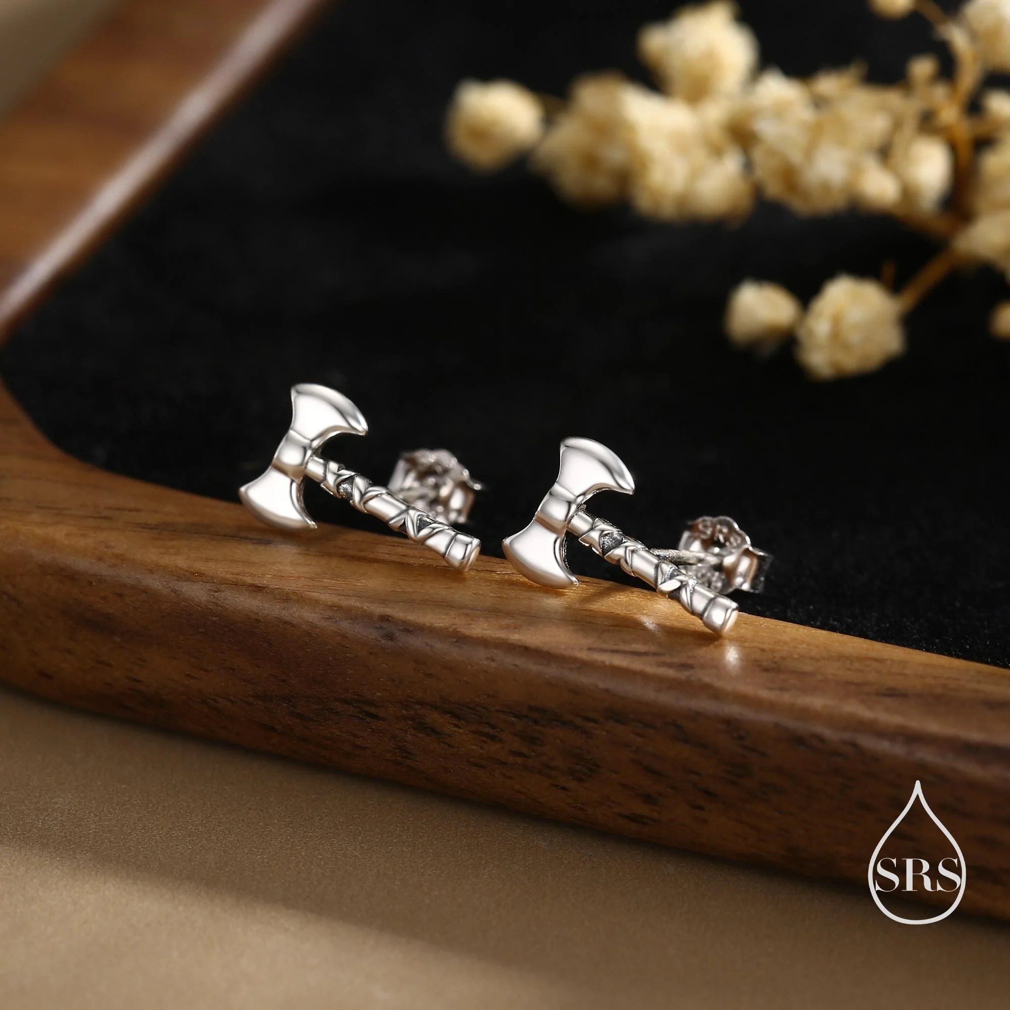 Sterling Silver Double-Headed Viking Axe Stud Earrings, Silver or Gold or Rose Gold Finish, Viking Jewellery - Image 2
