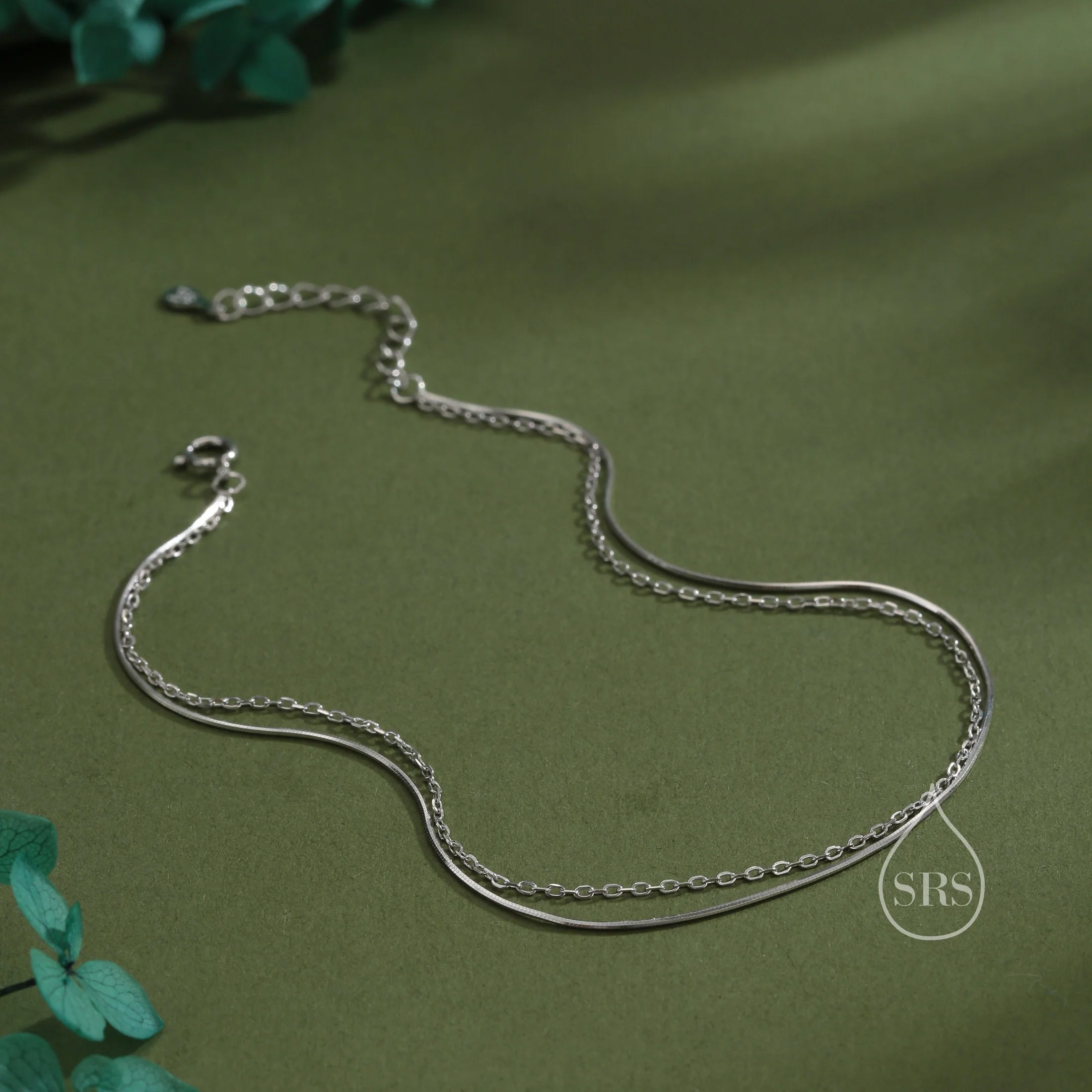 Sterling Silver Double Layer Anklet, Silver or Gold, Two Layer Anklet, Silver Anklet - Image 6