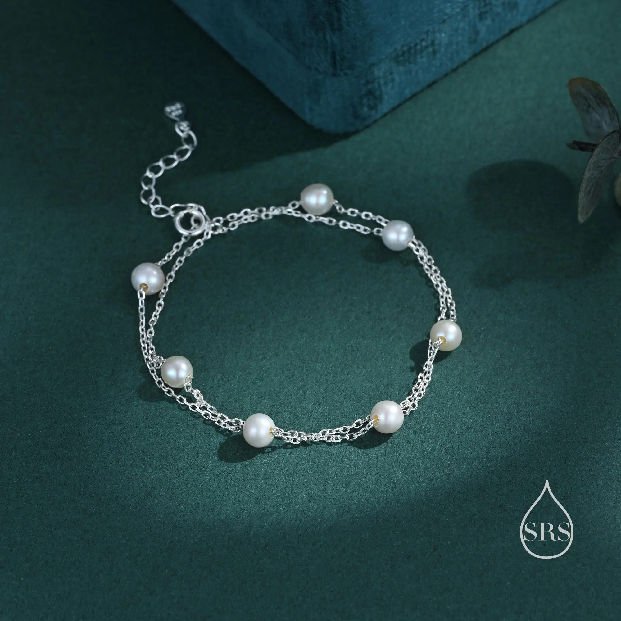 Sterling Silver Double Layer Natural Pearl Beaded Bracelet, Silver or Gold, Real Freshwater Pearls, Natural Pearl Bracelet, Bridal Jewellery - Image 2
