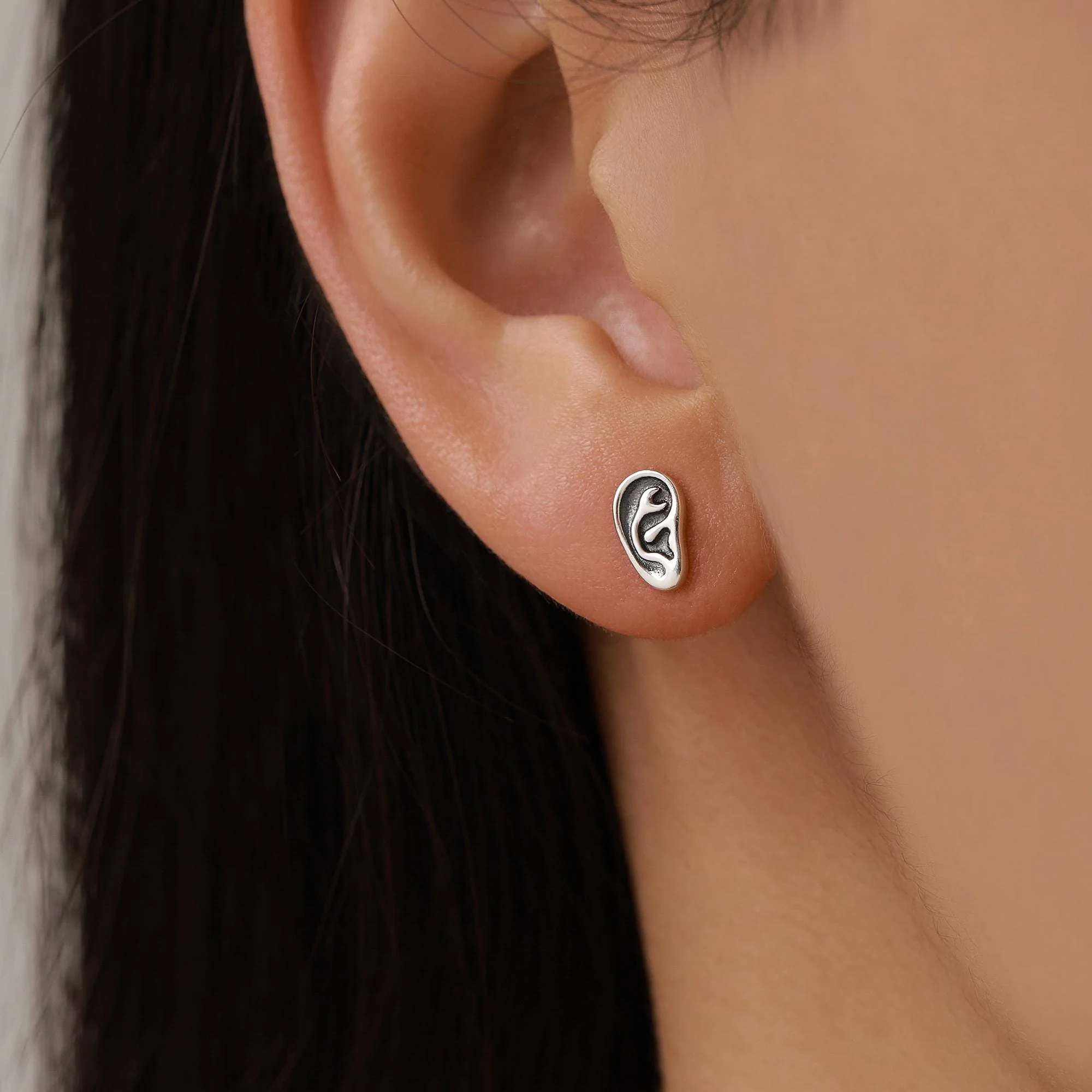 Sterling Silver Anatomical Ear Stud Earrings