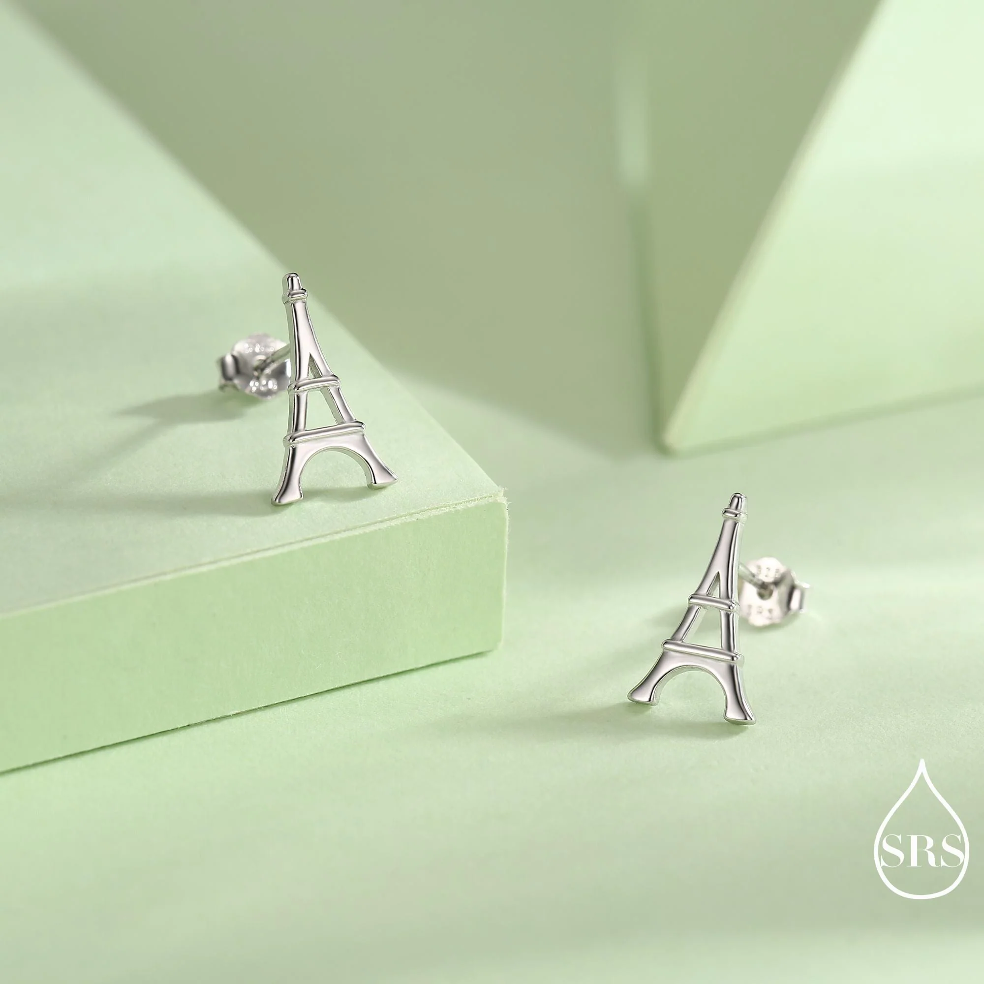 Sterling Silver Eiffel Tower Stud Earrings – Minimalist Paris Inspired Jewellery – Available in Silver, Gold or Rose Gold Finish - Image 2