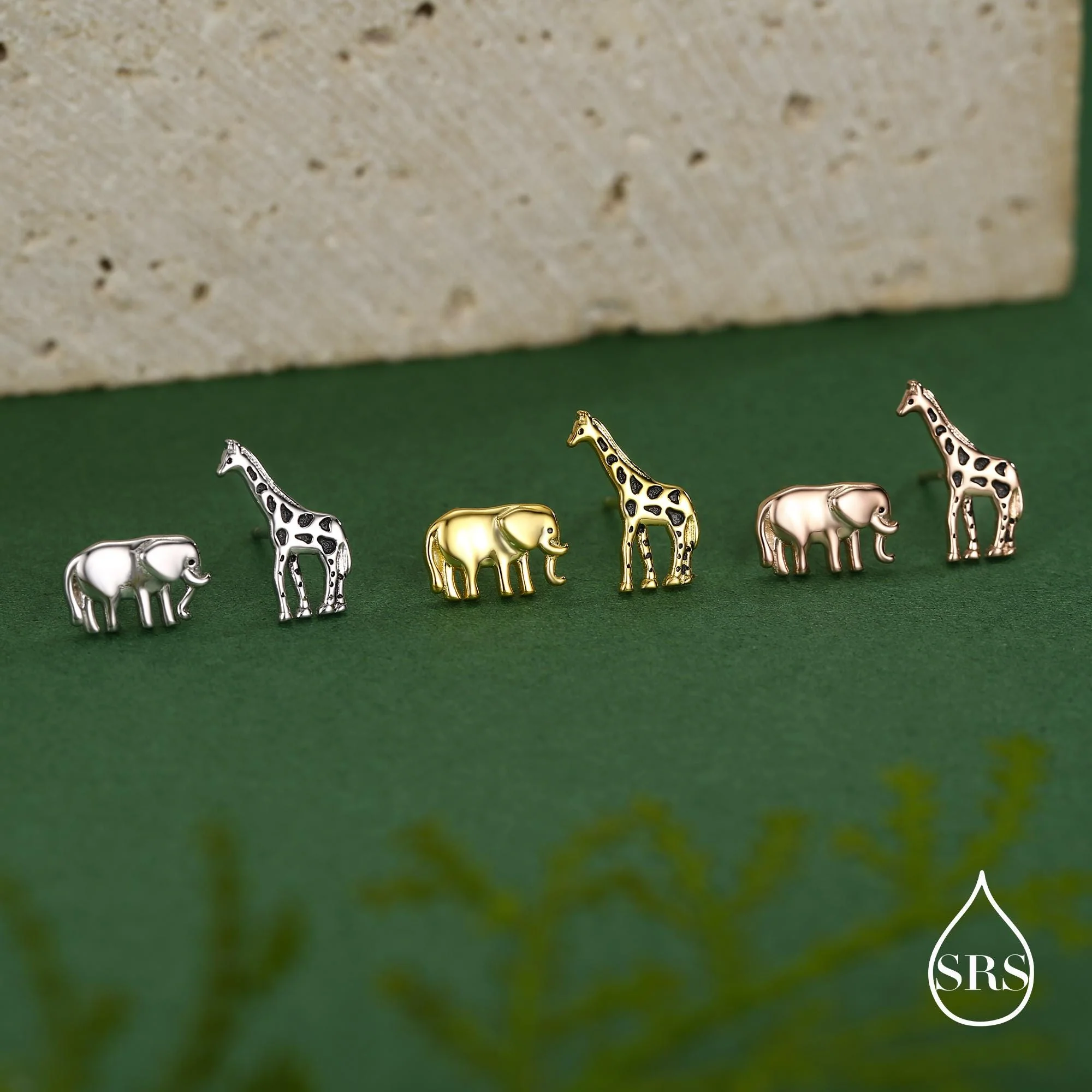 Sterling Silver Elephant & Giraffe Stud Earrings - Image 2