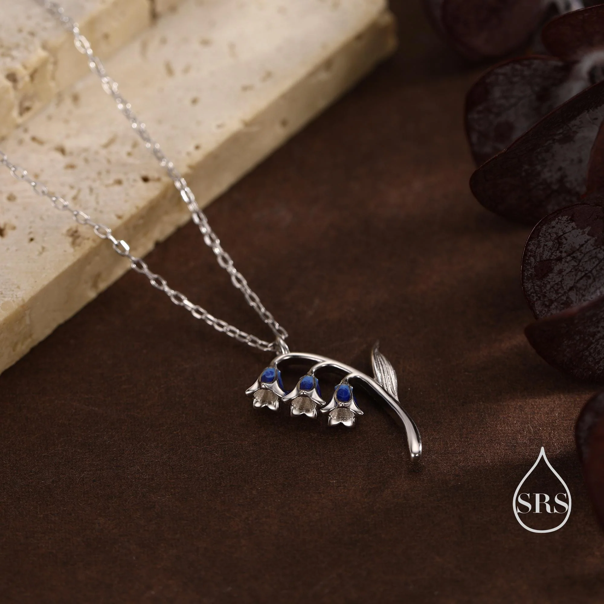 Sterling Silver Enamel Bluebell Flower Pendant Necklace, Dainty Delicate Bluebell Flower Necklace, Snowdrop Necklace, Spring Flowers - Image 6