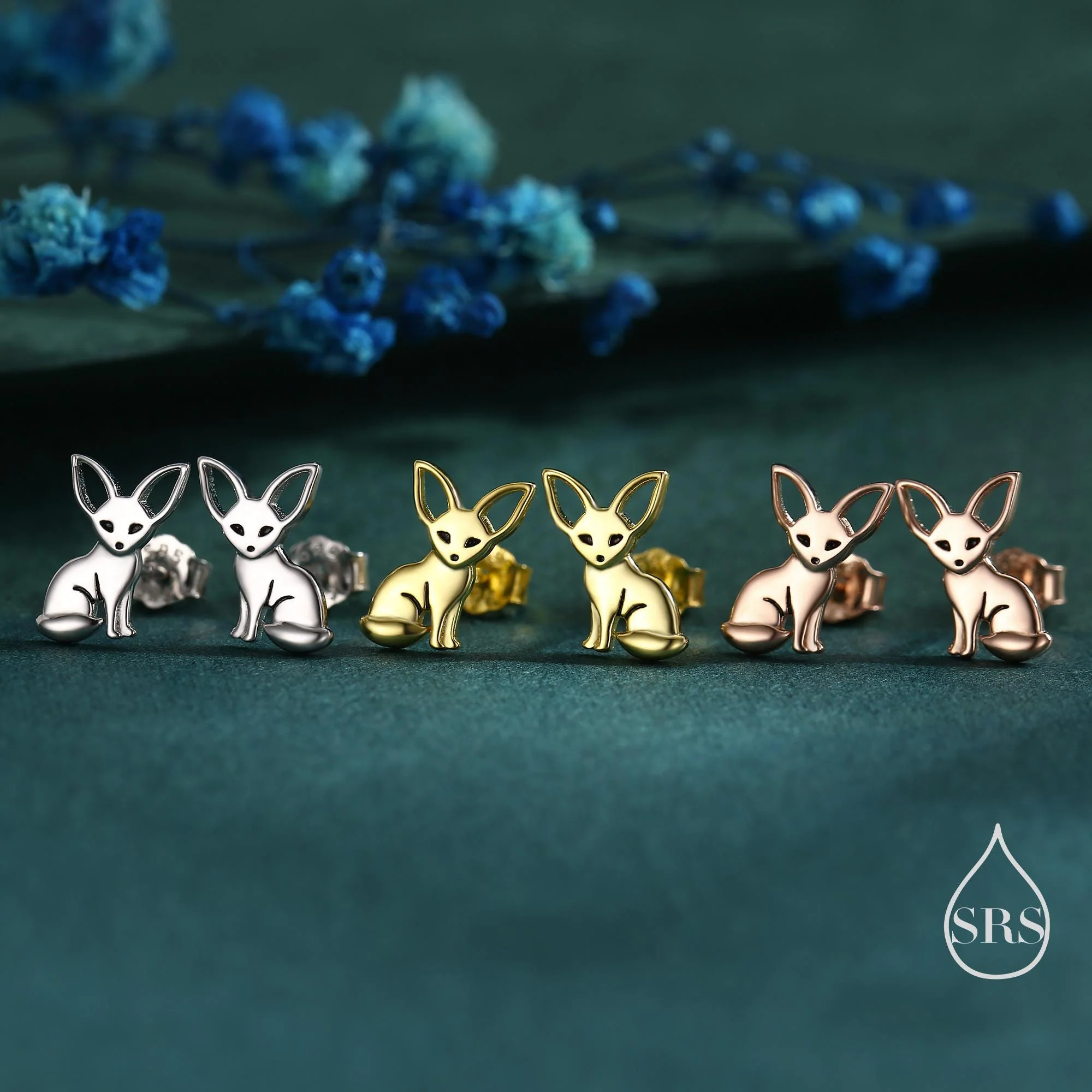 Sterling Silver Fennec Fox Stud Earrings, Silver or Gold or Rose Gold, Cute Fox Earrings, Cute and Quirky Earrings - Image 6