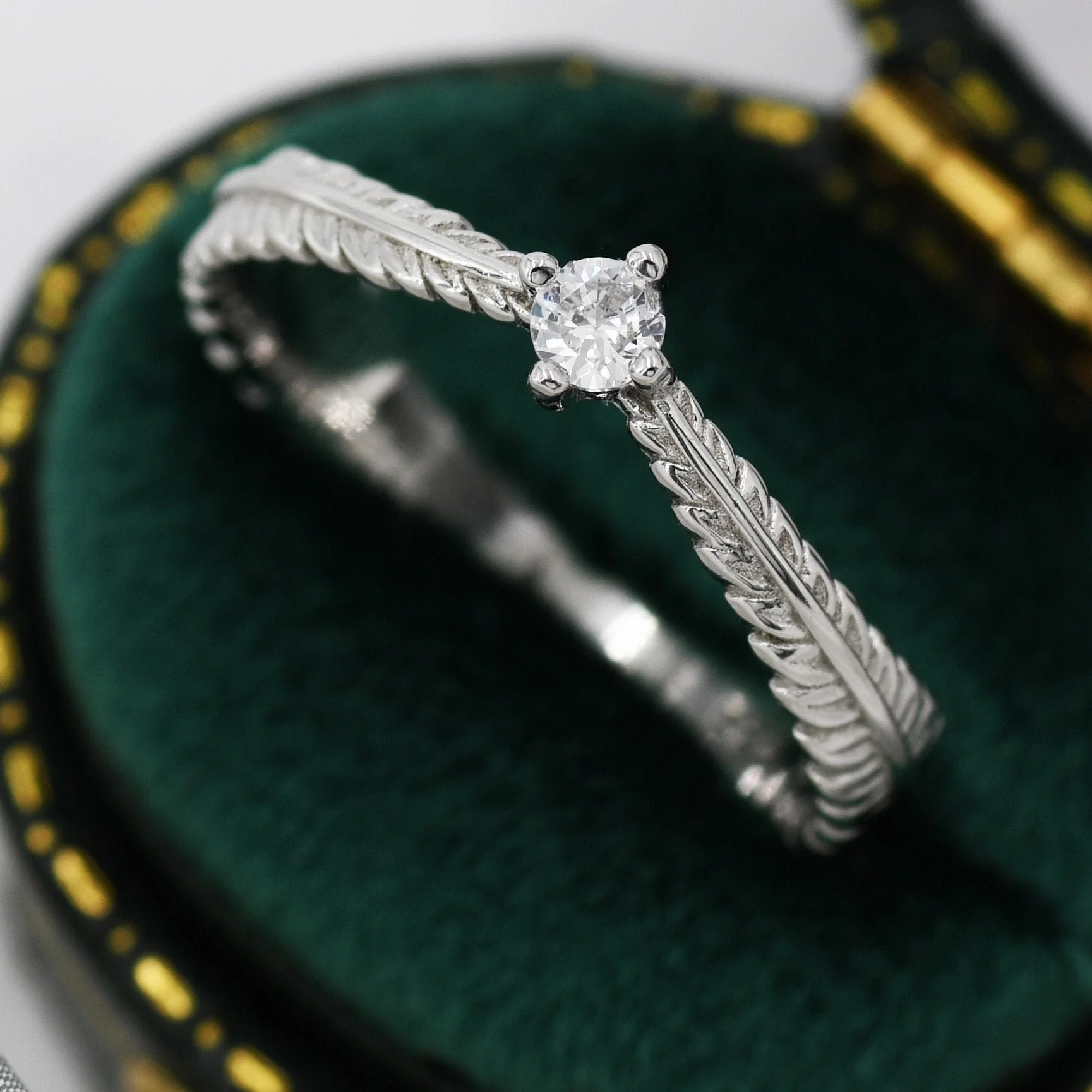 Sterling Silver Fern Leaf CZ Ring, Eternity Ring, Friendship Ring, Nature Inspired Jewellery US 5 - 8 - Image 3
