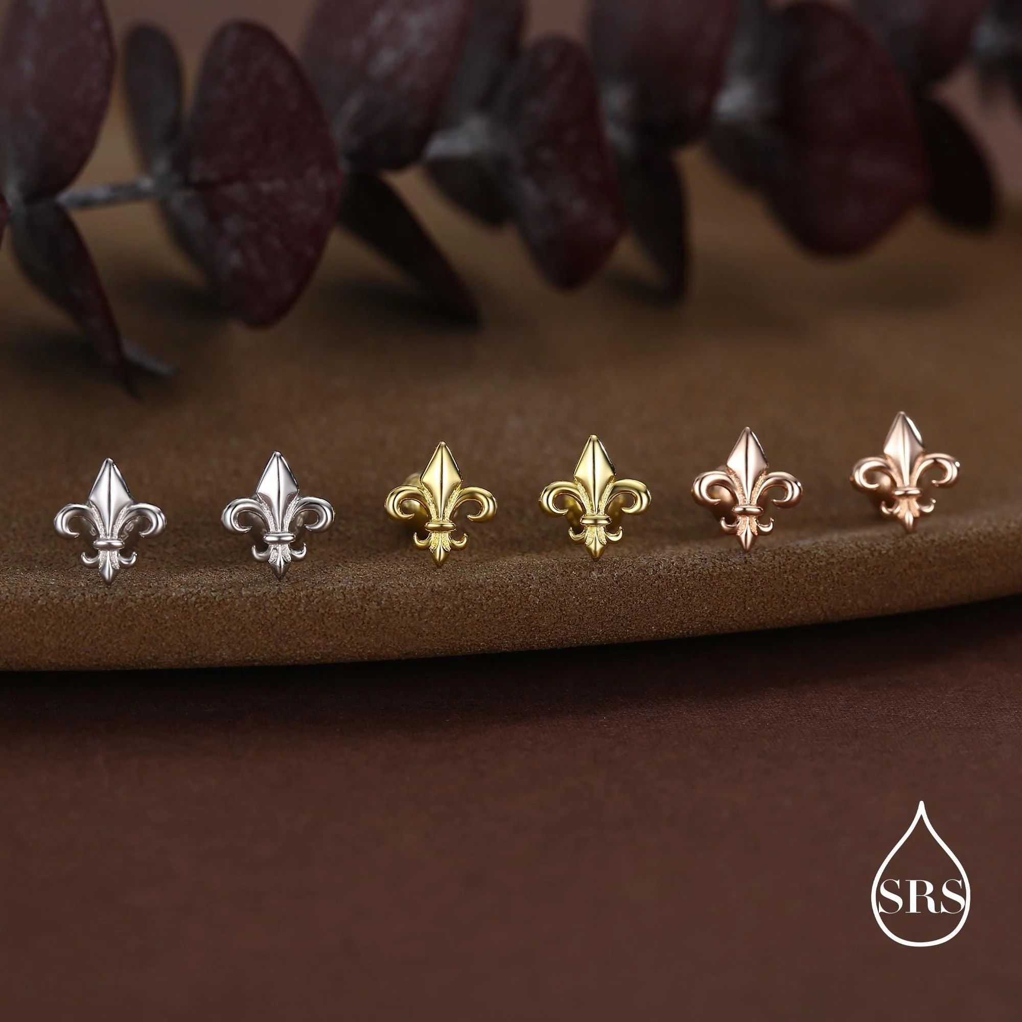 Sterling Silver Fleur de Lis 18G Screw Back Earrings with Ball Backs - Image 7