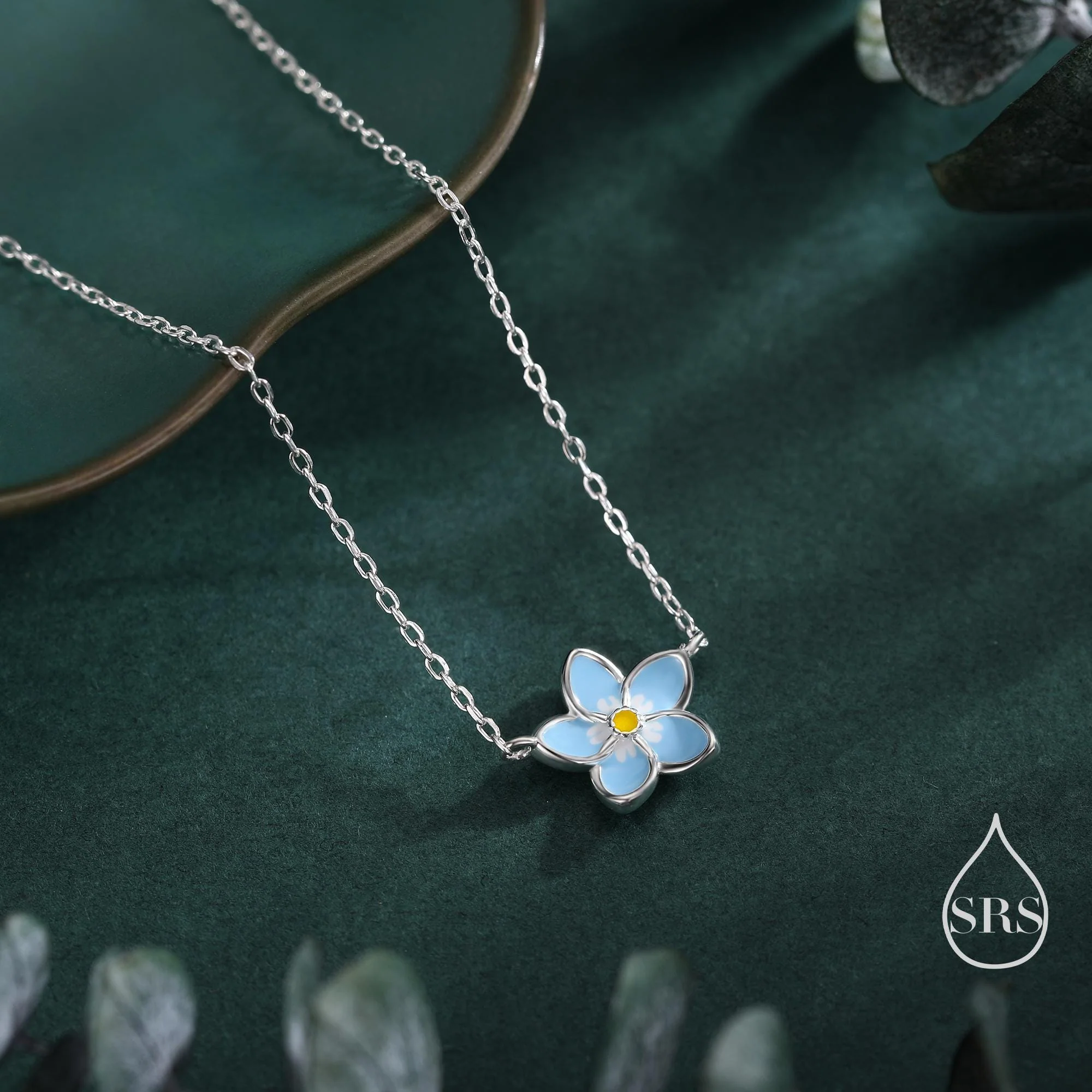 Sterling Silver Forget-me-not Flower Pendant Necklace, Flower Necklace, Extra Small Forget-me-not Necklace, Forget me not Jewellery - Image 3