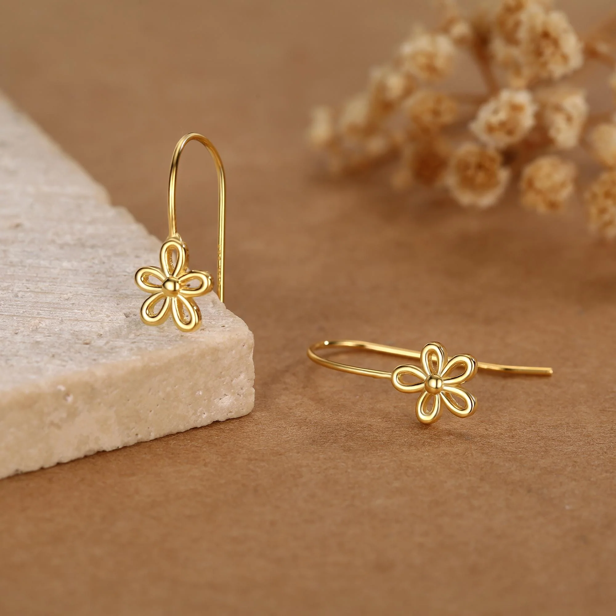 Sterling Silver Forget-me-not Flower Drop Hook Earrings - Image 6
