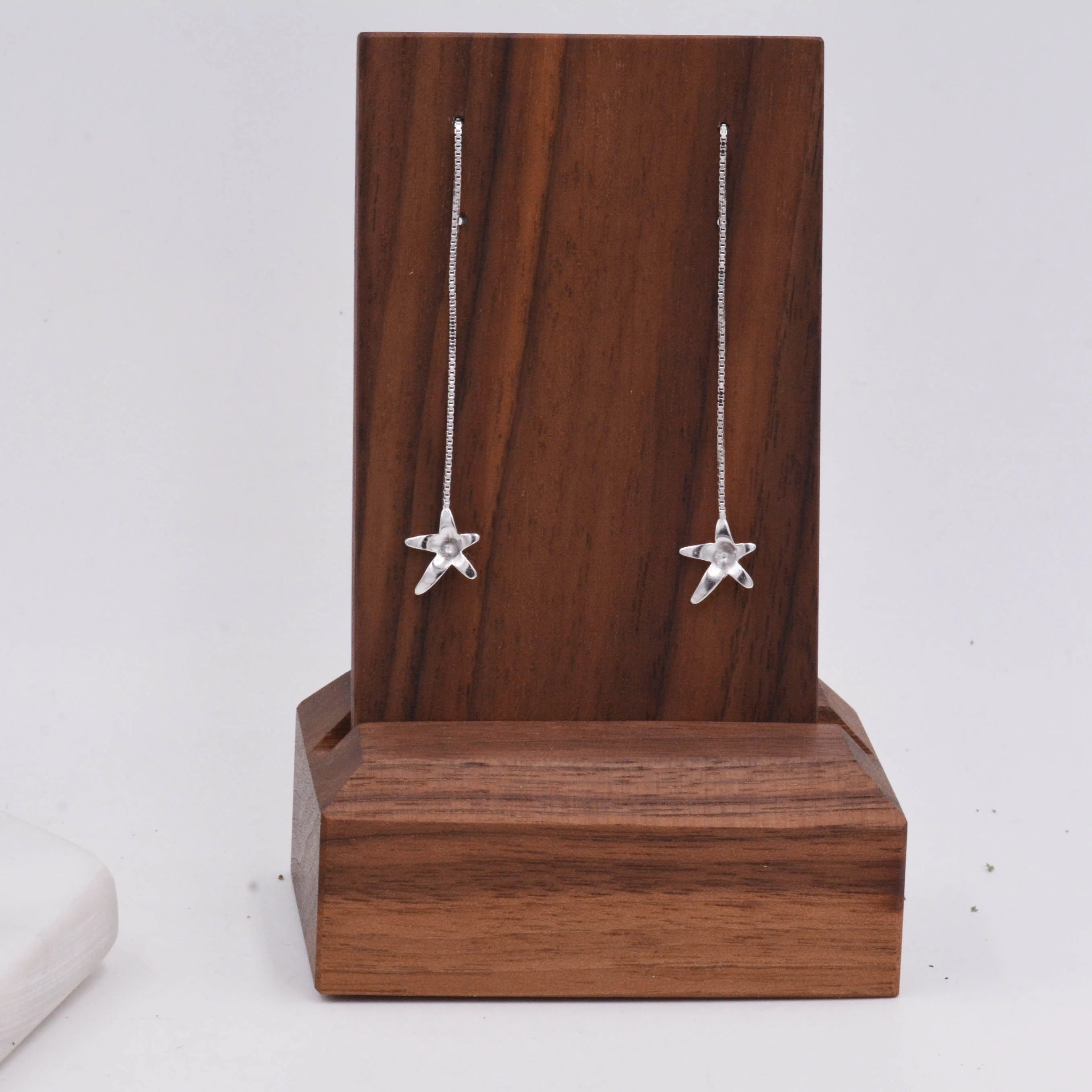 Sterling Silver Forget-me-not Flower Star Blossom Wire Ear Threader Drop Dangling Earrings - Nature Inspired Whimsical Design C63 - Image 7