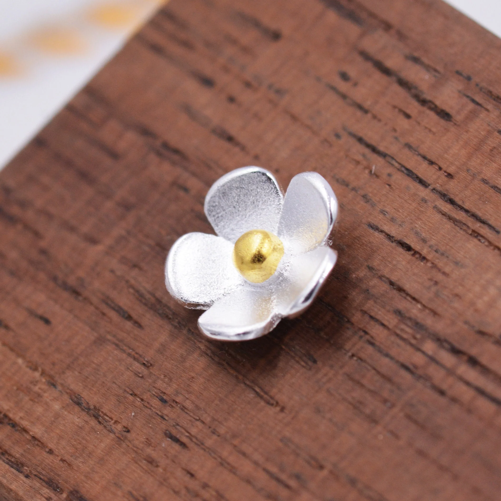 Sterling Silver Forget-me-not Flower Stud Earrings, Nature Inspired Blossom Earrings, Cute and Quirky - Image 8