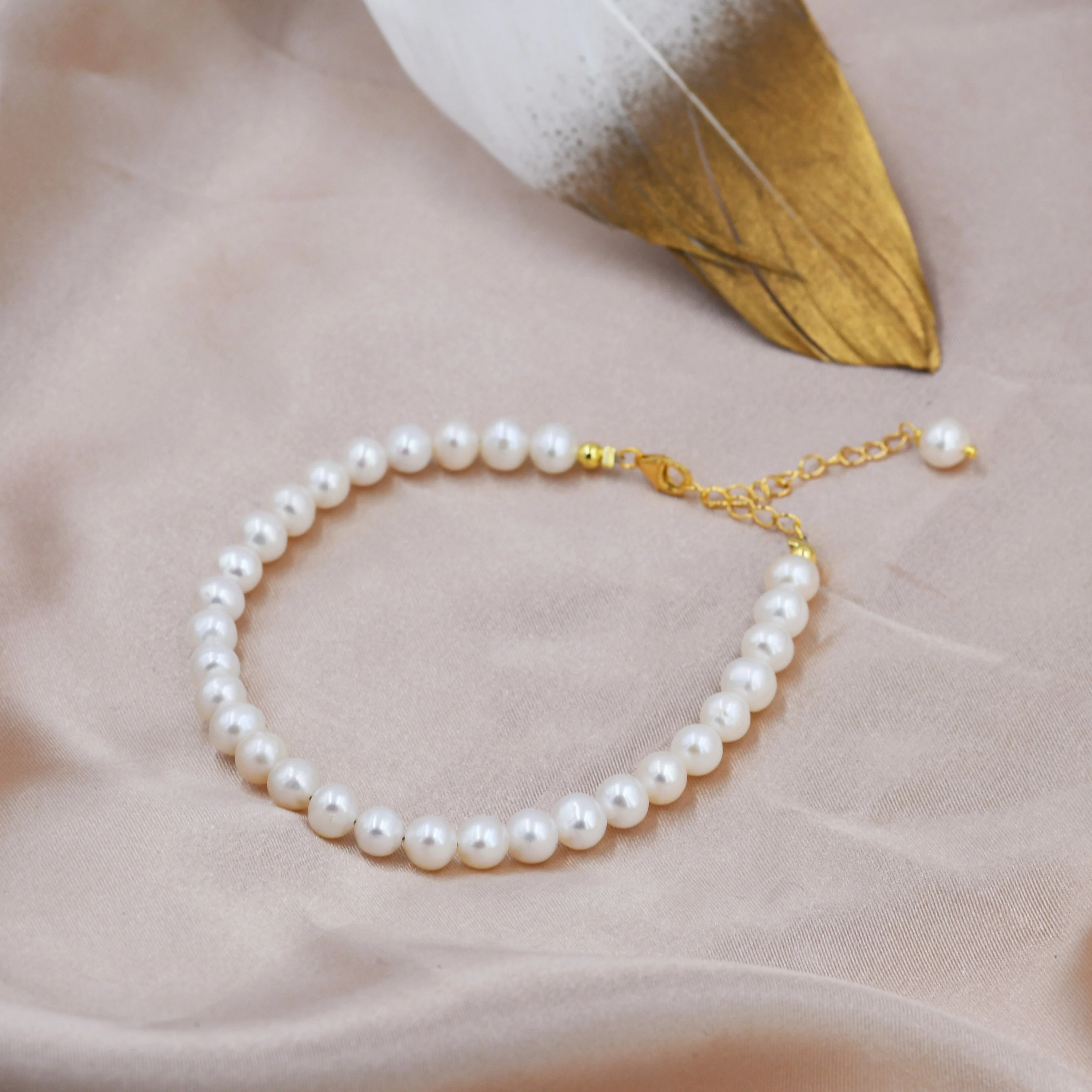 Sterling Silver Freshwater Baroque Pearl Bracelet, Silver or Gold, Genuine 6mm Fresh Water Pearls, Natural Pearl Bracelet, Ivory Pearls - Image 2