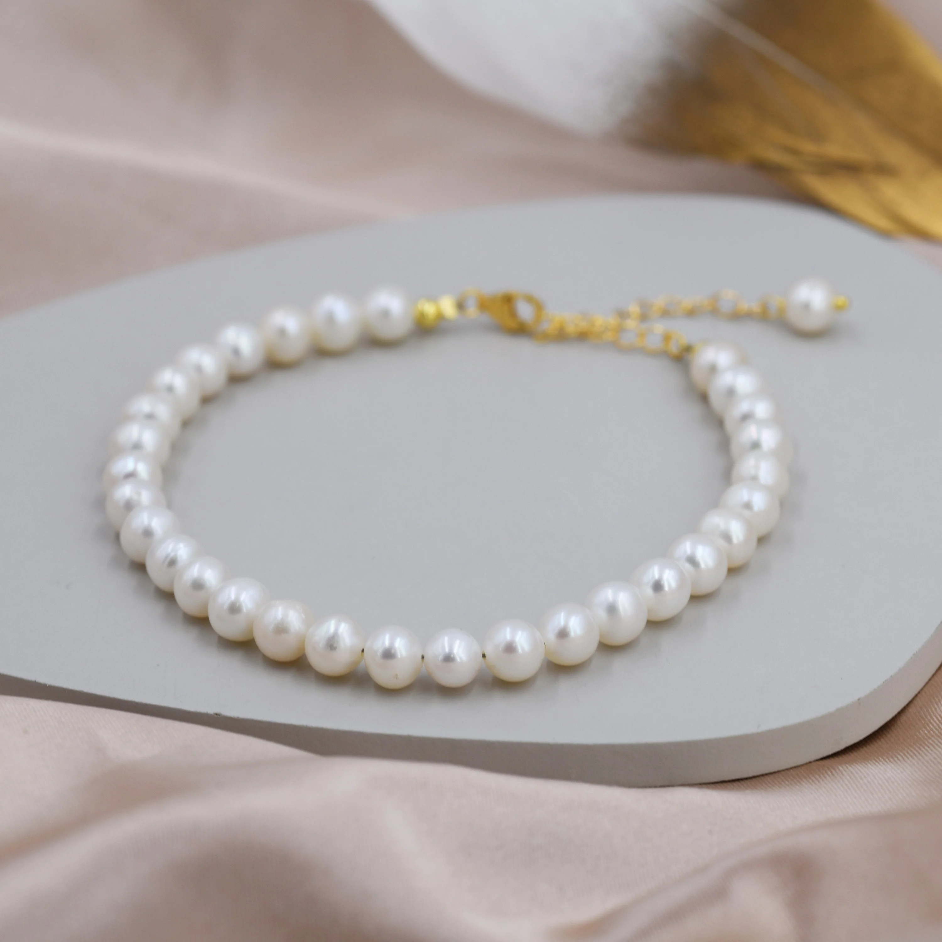 Sterling Silver Freshwater Baroque Pearl Bracelet, Silver or Gold, Genuine 6mm Fresh Water Pearls, Natural Pearl Bracelet, Ivory Pearls - Image 5