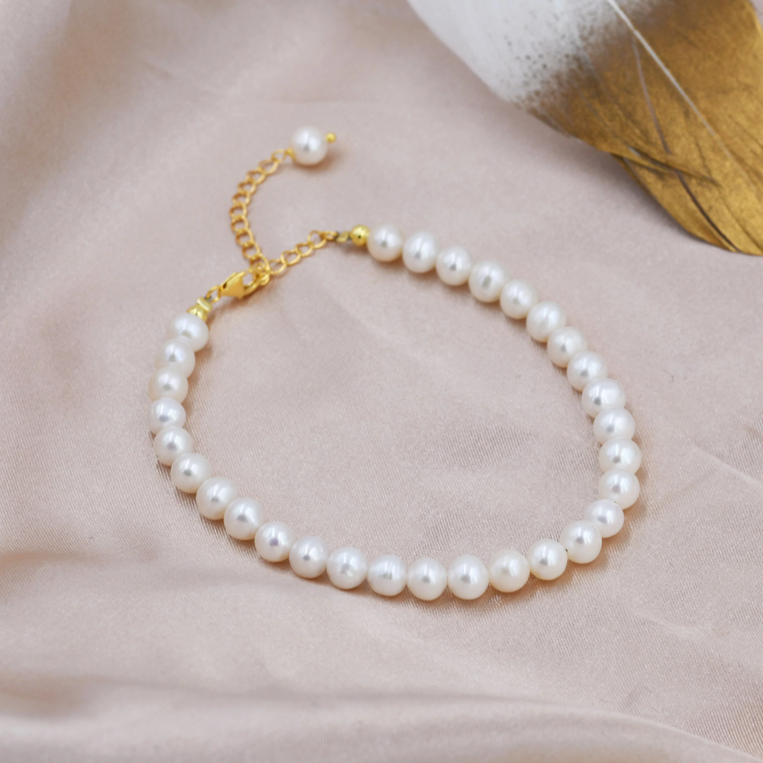Sterling Silver Freshwater Baroque Pearl Bracelet, Silver or Gold, Genuine 6mm Fresh Water Pearls, Natural Pearl Bracelet, Ivory Pearls - Image 6