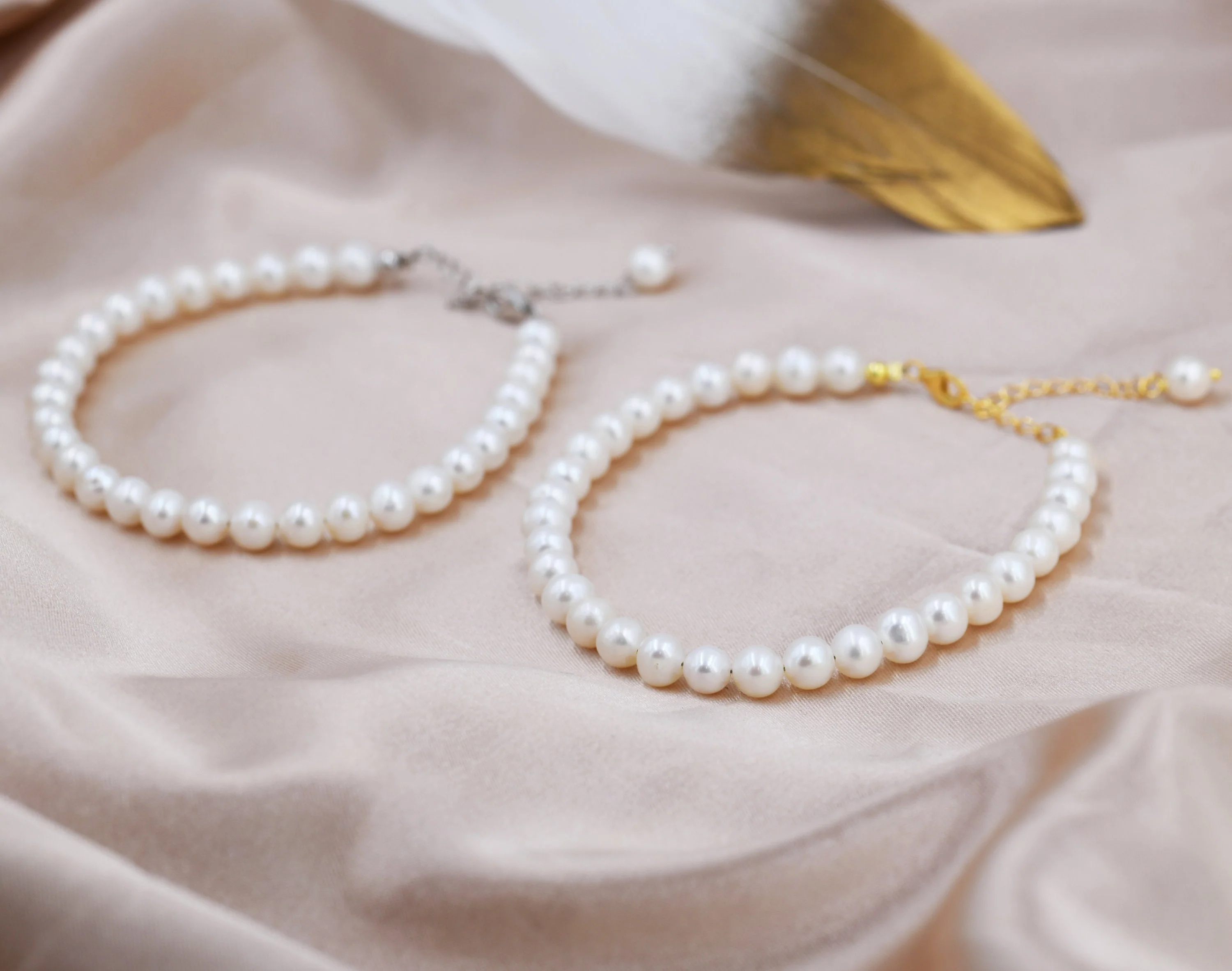 Sterling Silver Freshwater Baroque Pearl Bracelet, Silver or Gold, Genuine 6mm Fresh Water Pearls, Natural Pearl Bracelet, Ivory Pearls - Image 7
