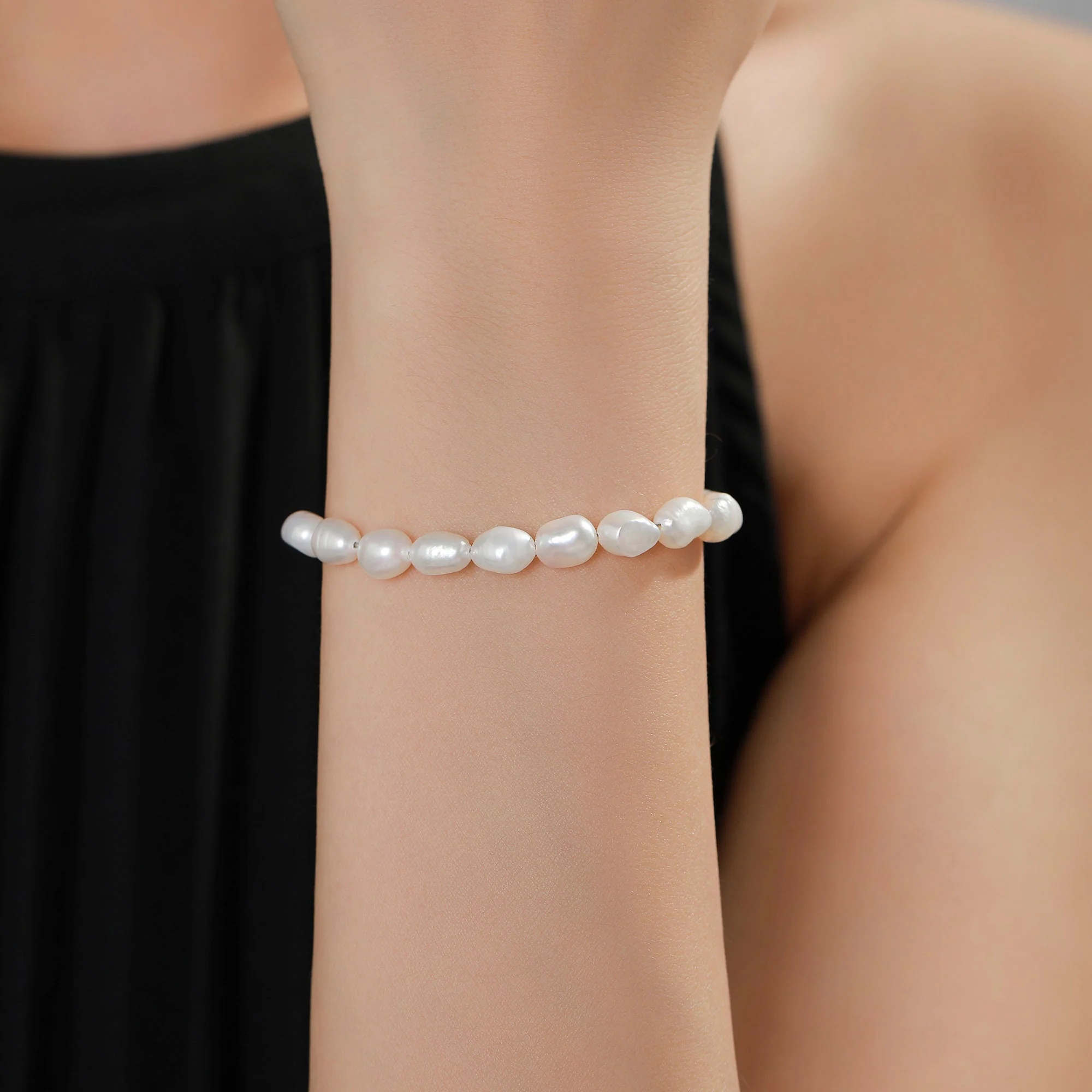 Sterling Silver Freshwater Baroque Pearl Slider Bracelet, Silver or Gold or Rose Gold, Genuine Fresh Water Pearls, Natural Pearl Bracelet - Image 6