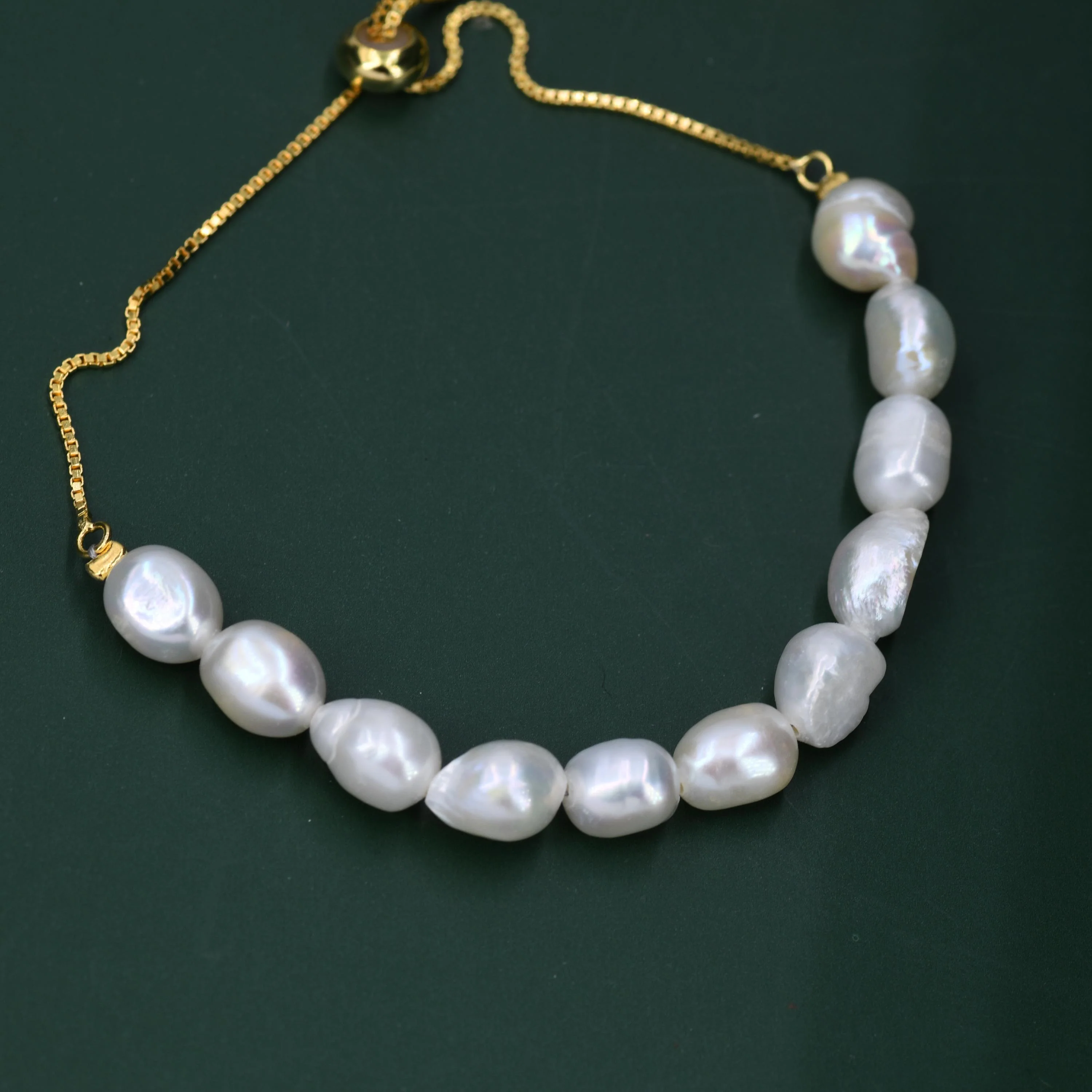 Sterling Silver Freshwater Baroque Pearl Slider Bracelet, Silver or Gold or Rose Gold, Genuine Fresh Water Pearls, Natural Pearl Bracelet - Image 9