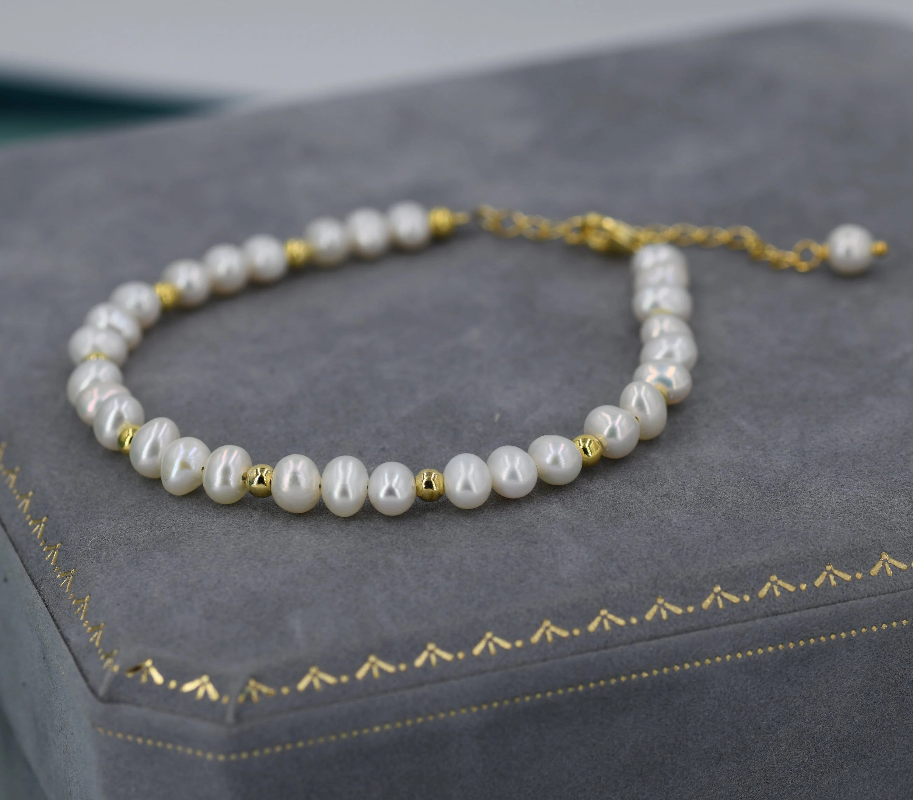 Sterling Silver Freshwater Pearl Beaded Bracelet, Silver or Gold, Genuine Fresh Water Pearls, Natural Pearl Bracelet, Ivory Pearls - Image 9