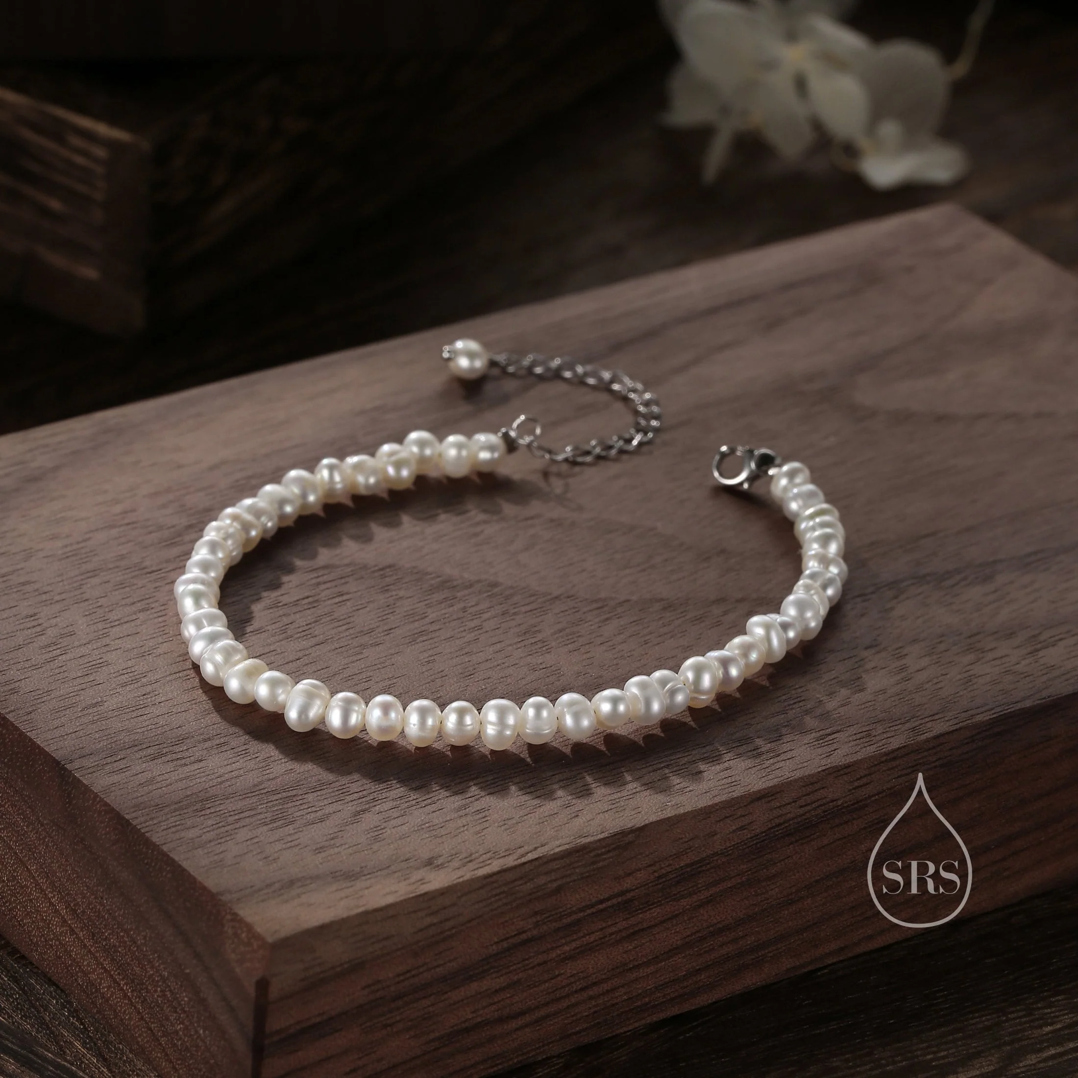 Sterling Silver Freshwater Pearl Bracelet, Irregular Shape, Silver or Gold, Genuine 4mm Fresh Water Pearls, Natural Pearl Bracelet - Image 5