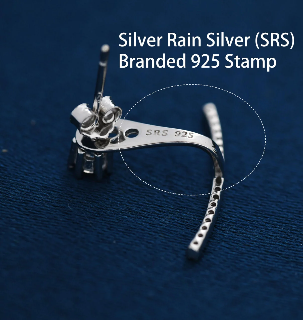 Sterling Silver Front and Back Stud Earrings Ear Jackets with Sparkly Crystals, Curved Bar Crawler Jacket Earrings - Image 10