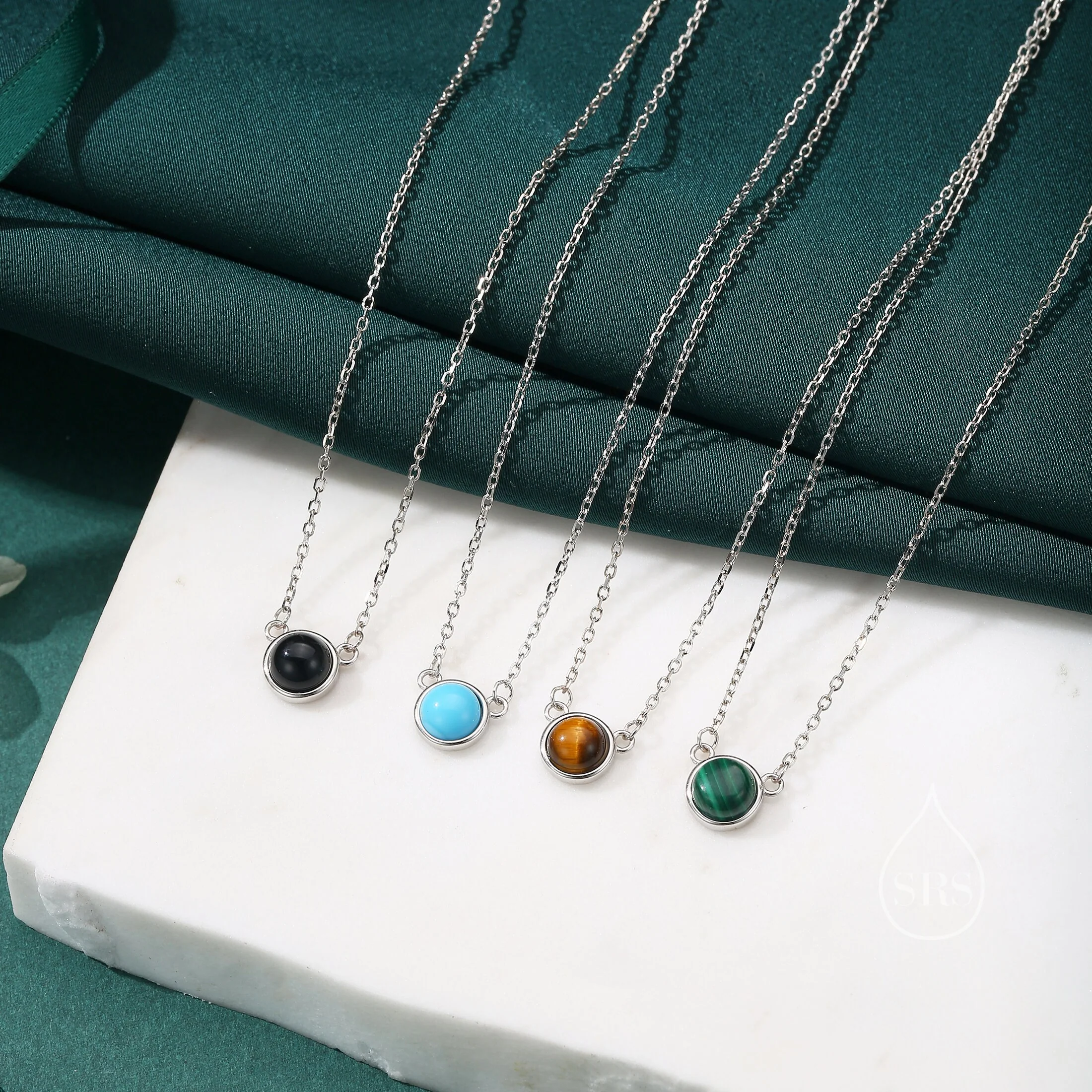 Sterling Silver Genuine Black Onyx Dainty Coin Pendant Necklace - Delicate Black Onyx Stone Coin Necklace - Image 10