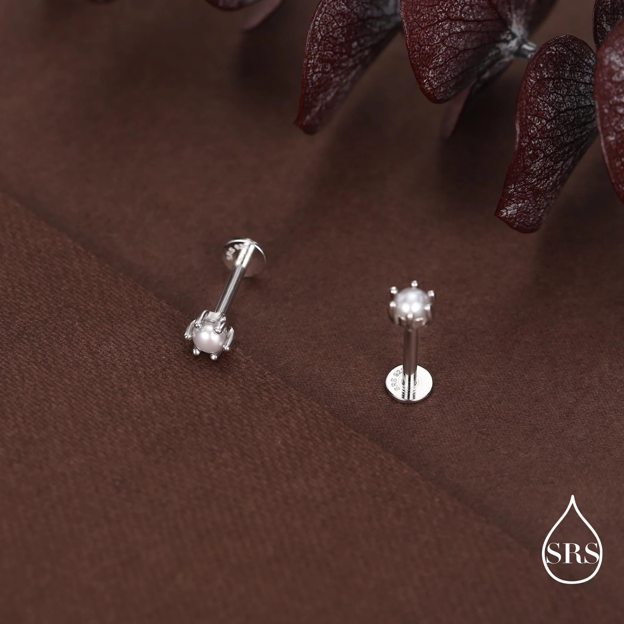 Sterling Silver Genuine Freshwater Pearl 16G Flat Back Stud Earrings - Image 7