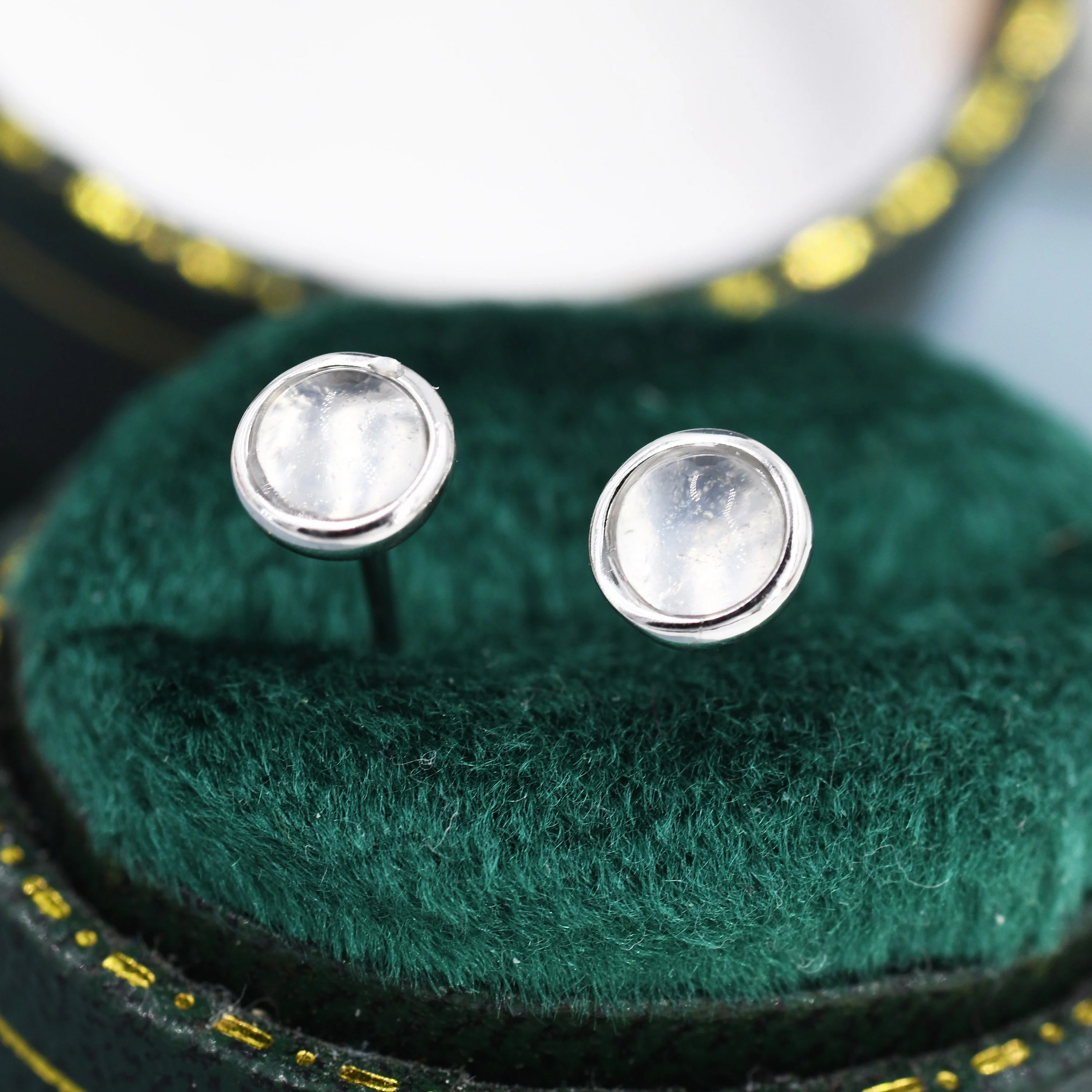 Sterling Silver Genuine Quartz Stud Earrings, 4mm or 5mm, Genuine Quartz Crystal Stud with Rose Tint, Bezel, Minimalist Style - Image 5
