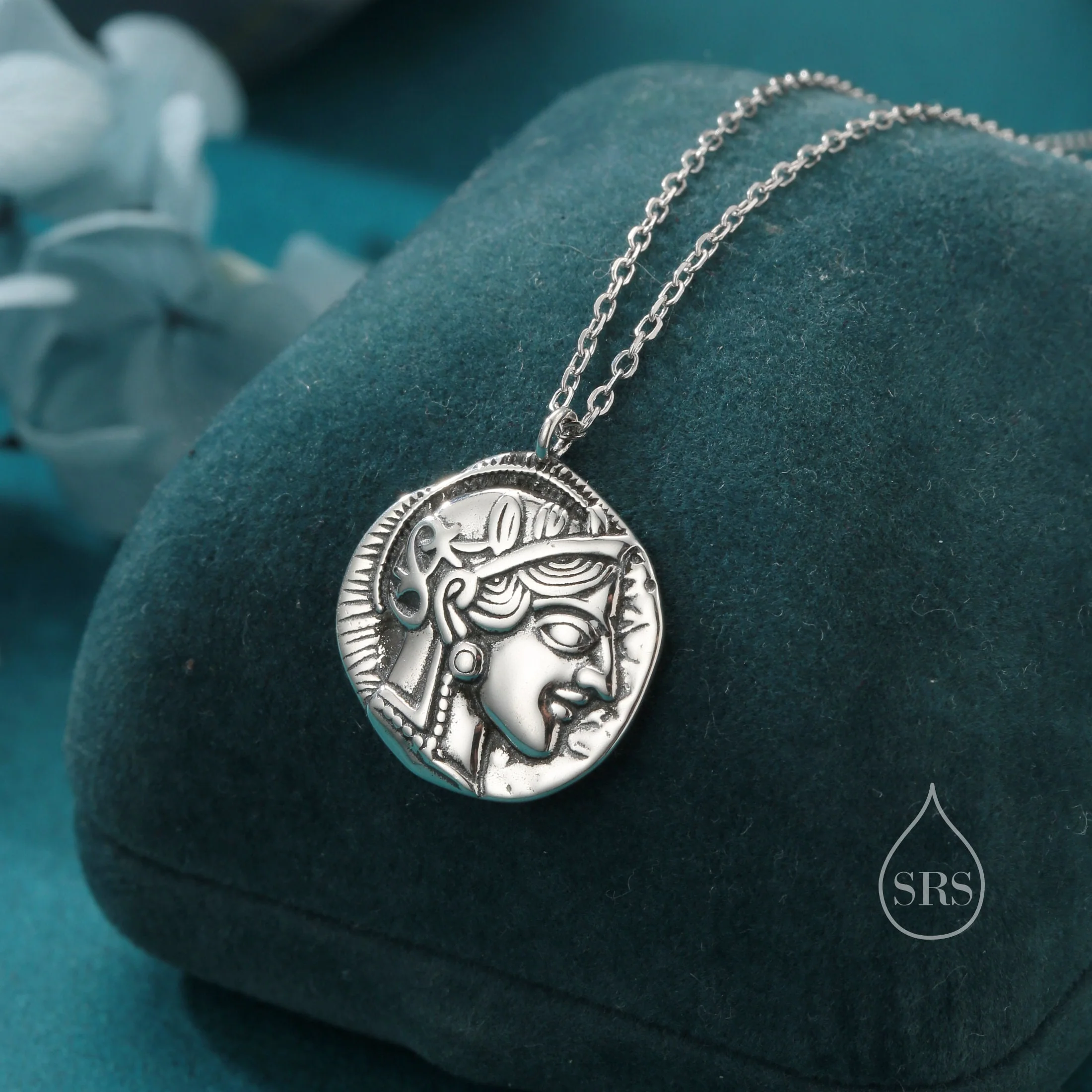 Sterling Silver Greek Coin Pendant Necklace - Attica Tetradrachm Inspired Necklace, Ancient Greek Coin Inspired, Single Sided Casted - Image 2