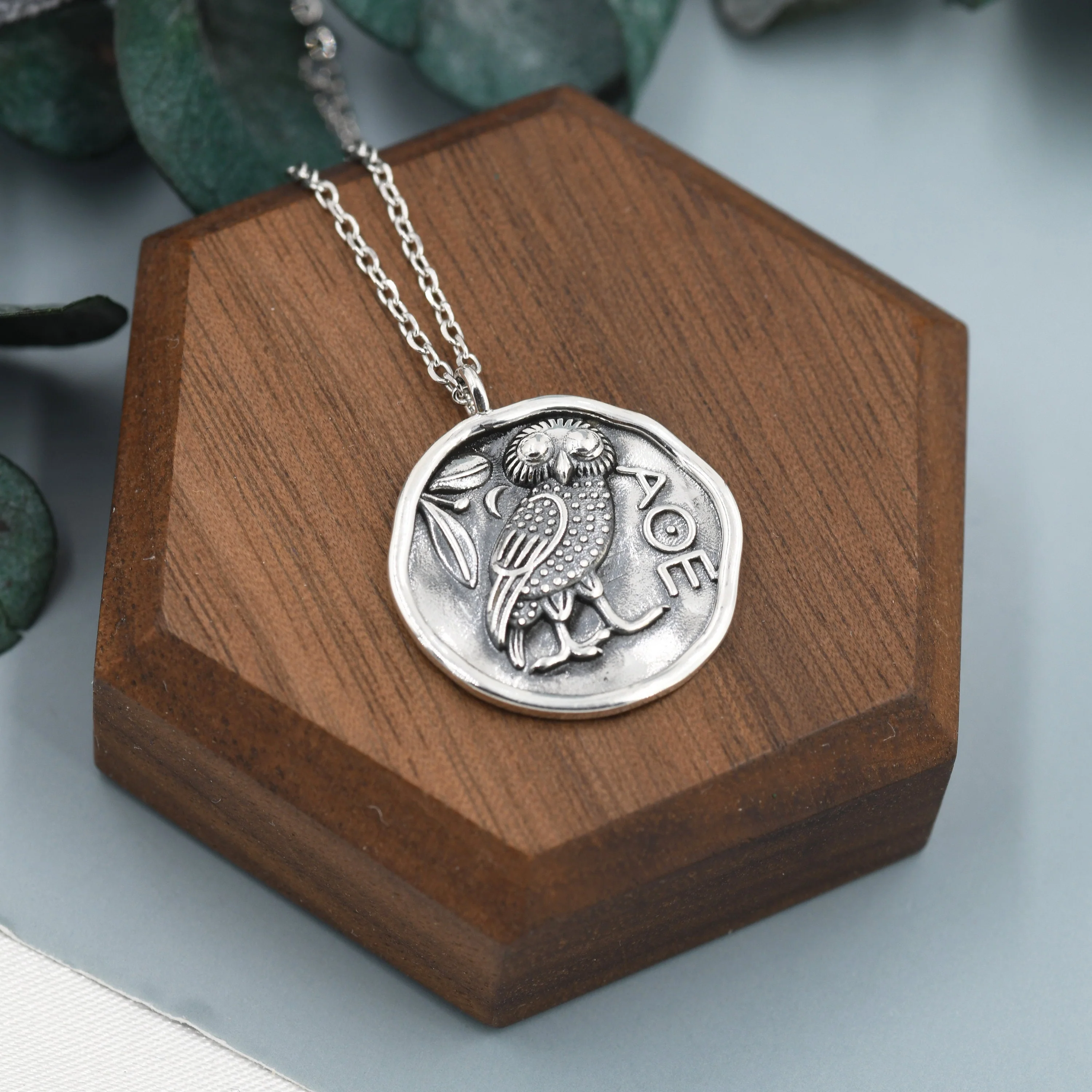 Sterling Silver Greek Coin Pendant Necklace - Owl Coin Necklace , Owl of Athena Coin Necklace in Silver, Ancient Greek Coin Inspired - Image 7