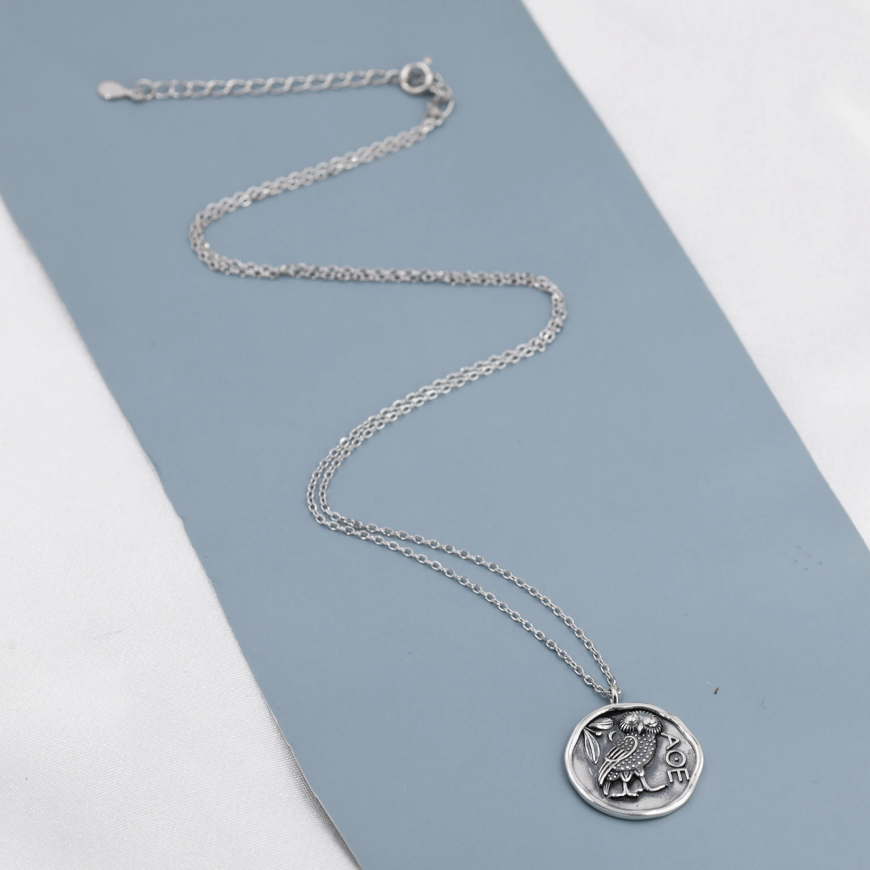 Sterling Silver Greek Coin Pendant Necklace - Owl Coin Necklace , Owl of Athena Coin Necklace in Silver, Ancient Greek Coin Inspired - Image 8