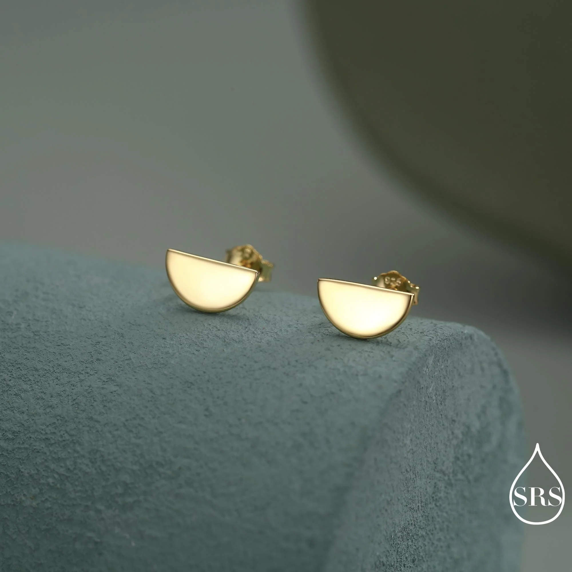 Sterling Silver Half Circle Stud Earrings, Half Moon Stud Earrings, Silver, Gold or Rose Gold, Small Earrings, Stacking Earrings, Geometric - Image 5