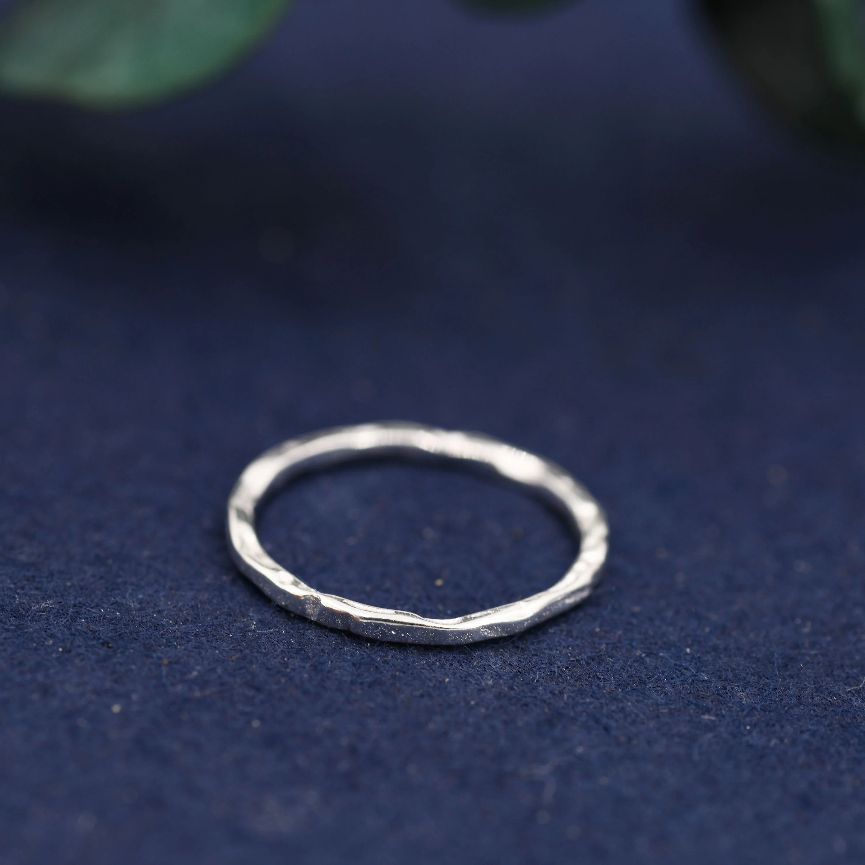 Sterling Silver Hammered Skinny Ring, Very Skinny Delicate Ring Band, Stacking Ring US 5-8, Wave Ring - Image 4
