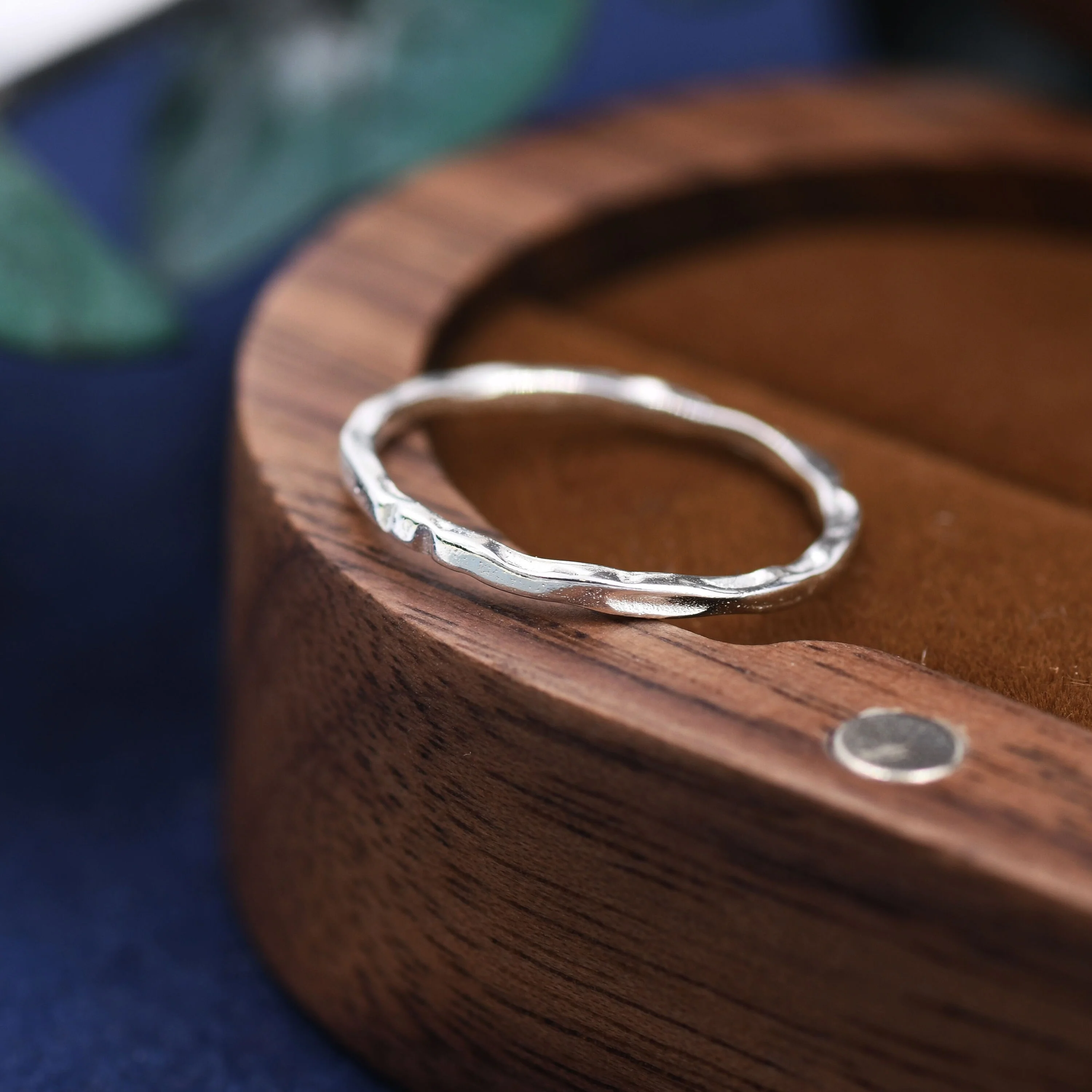 Sterling Silver Hammered Skinny Ring, Very Skinny Delicate Ring Band, Stacking Ring US 5-8, Wave Ring - Image 9