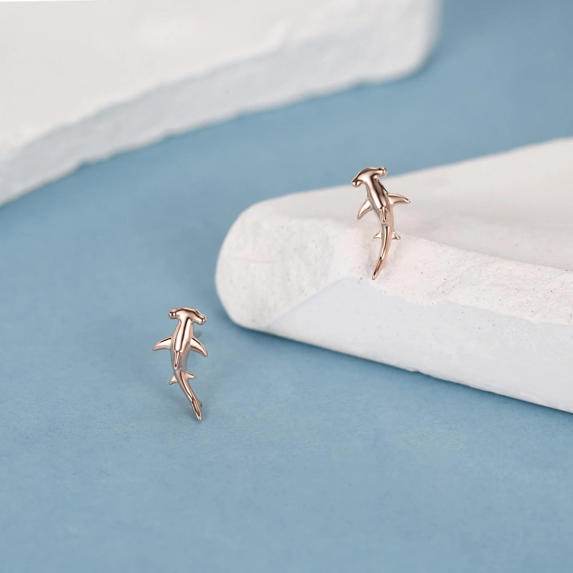 Sterling Silver Hammerhead Shark Stud Earrings - Image 4