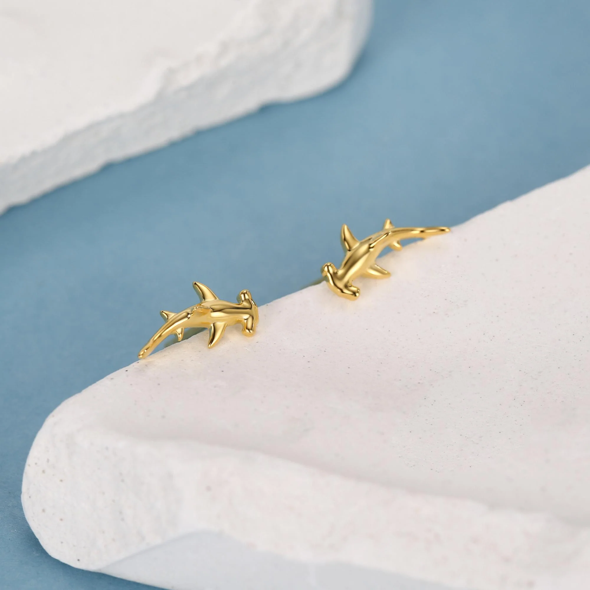 Sterling Silver Hammerhead Shark Stud Earrings - Image 5