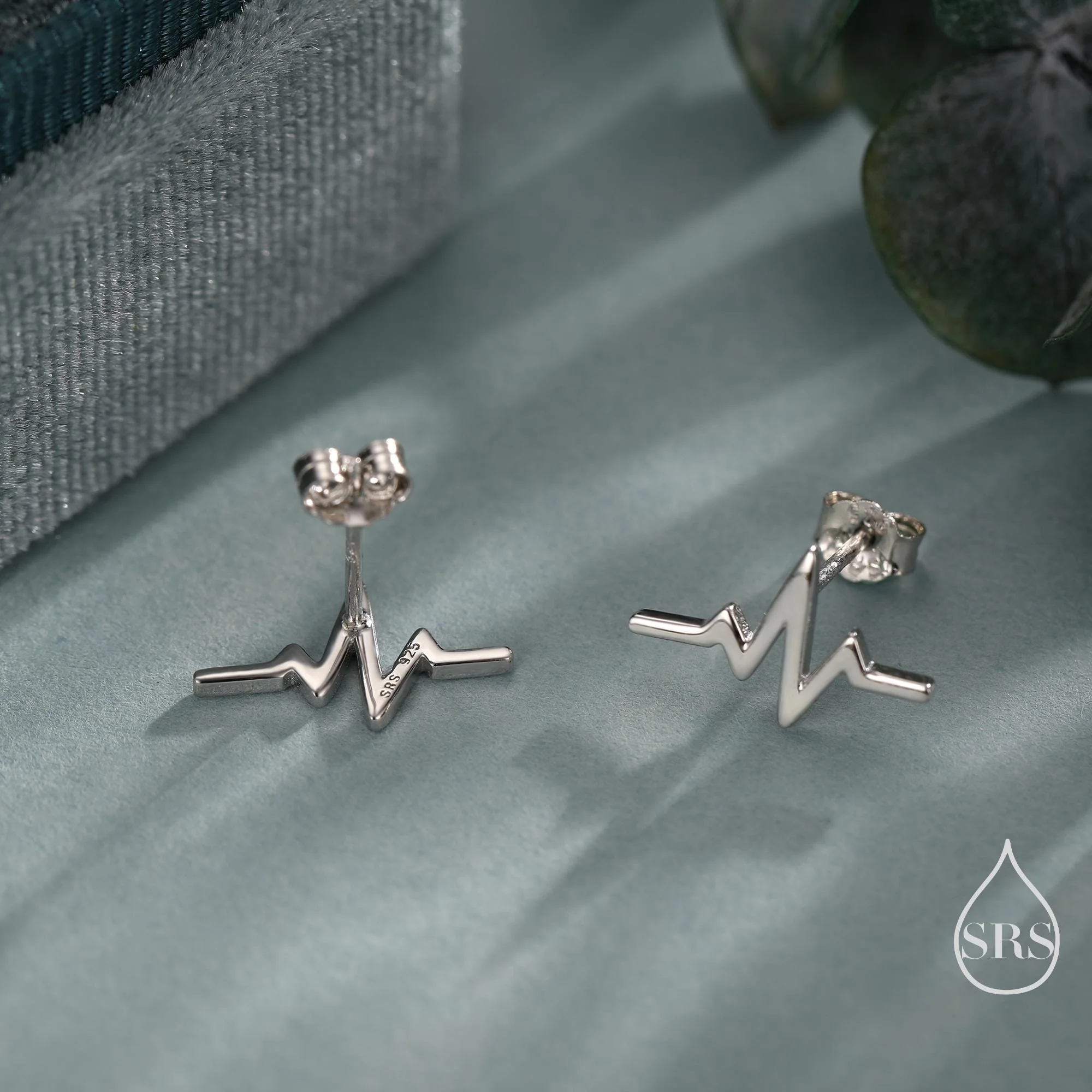 Sterling Silver Heart Beat Stud Earrings, Silver or Gold or Rose Gold, Heart Beat Anaogram Earrings, Cute and Quirky Earrings - Image 3