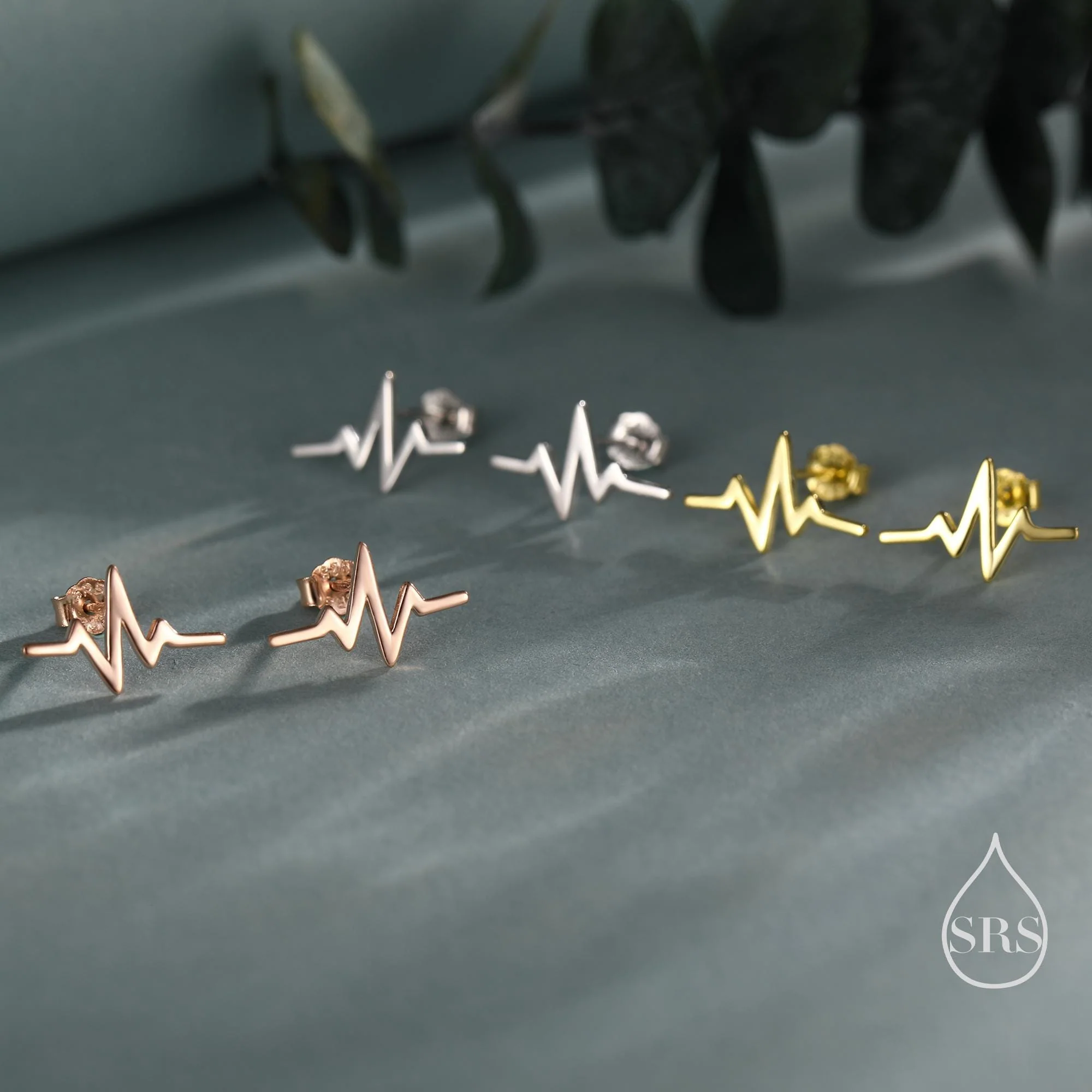 Sterling Silver Heart Beat Stud Earrings, Silver or Gold or Rose Gold, Heart Beat Anaogram Earrings, Cute and Quirky Earrings - Image 7