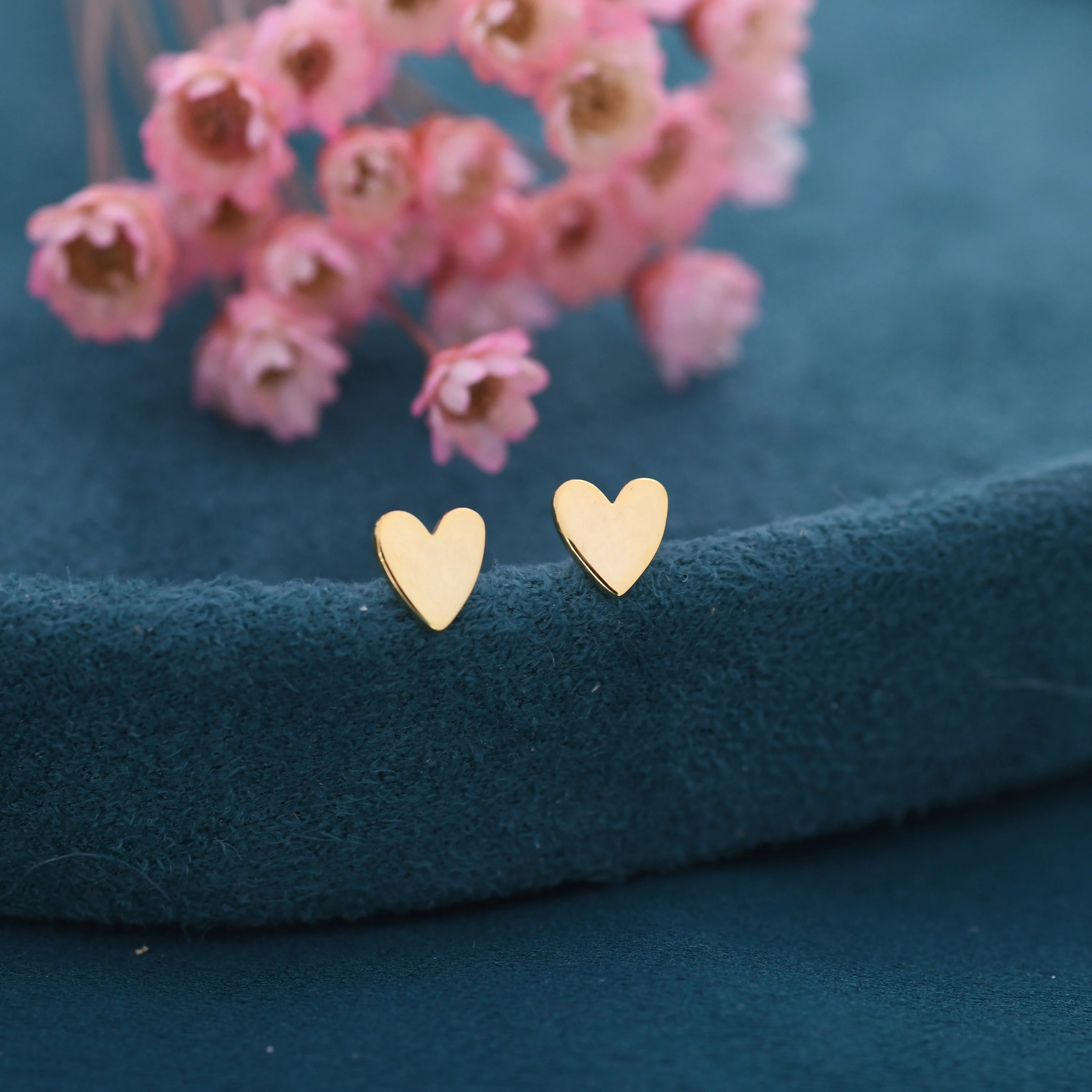 Sterling Silver Heart Earrings, Silver, Gold or Rose Gold, Petite Long Heart Stud Earrings, Tiny Heart Stud - Image 4