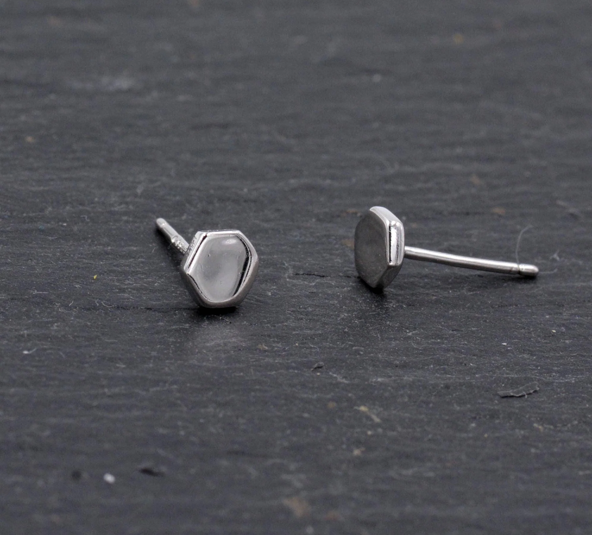Sterling Silver Hexagon Geometry Stud Earrings, Minimalist Geometric Design, Anti-Tarnish Finish H76 - Image 5
