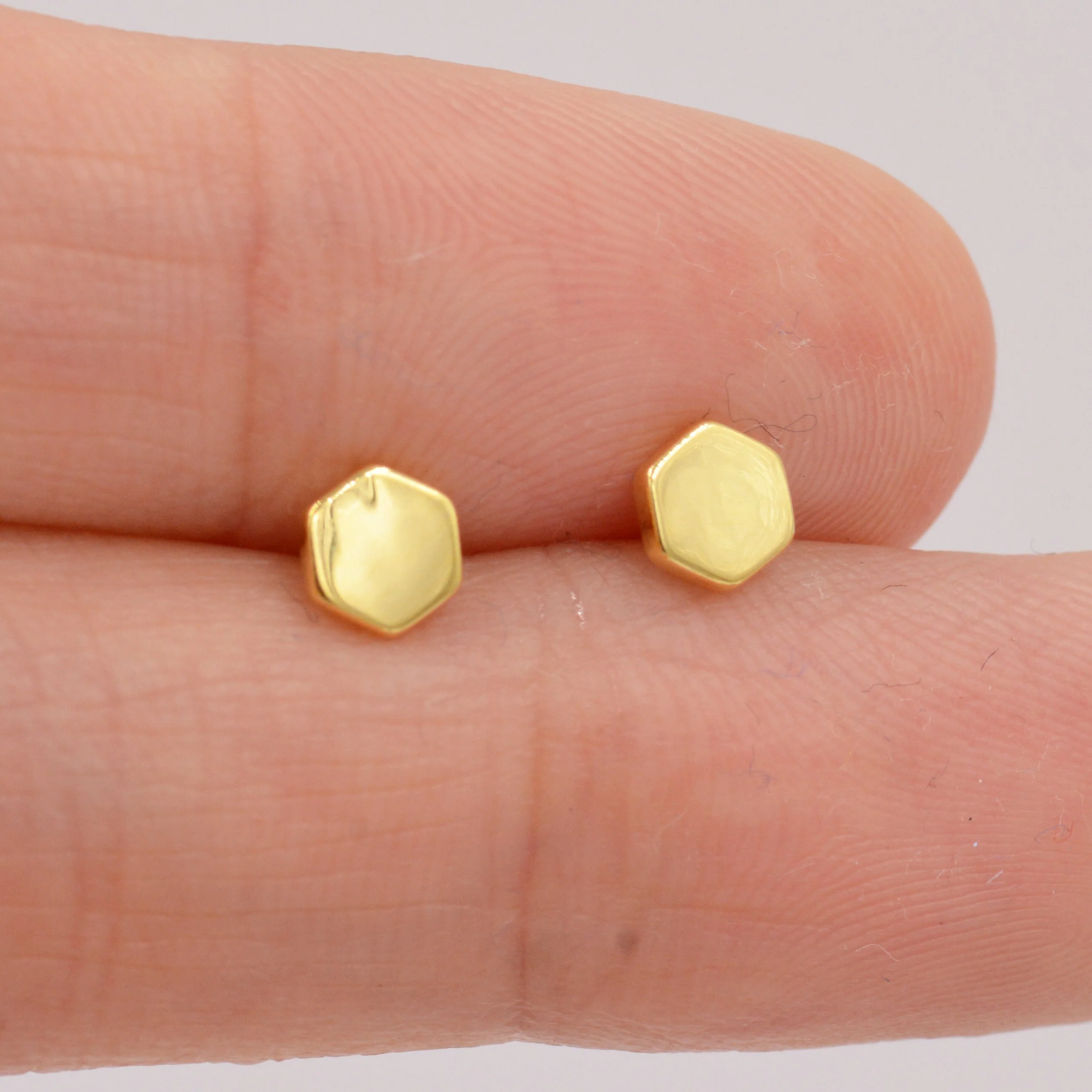 Sterling Silver Hexagon Geometry Stud Earrings, Silver or Gold, Minimalist Geometric Design, Anti-Tarnish Finish - Image 3