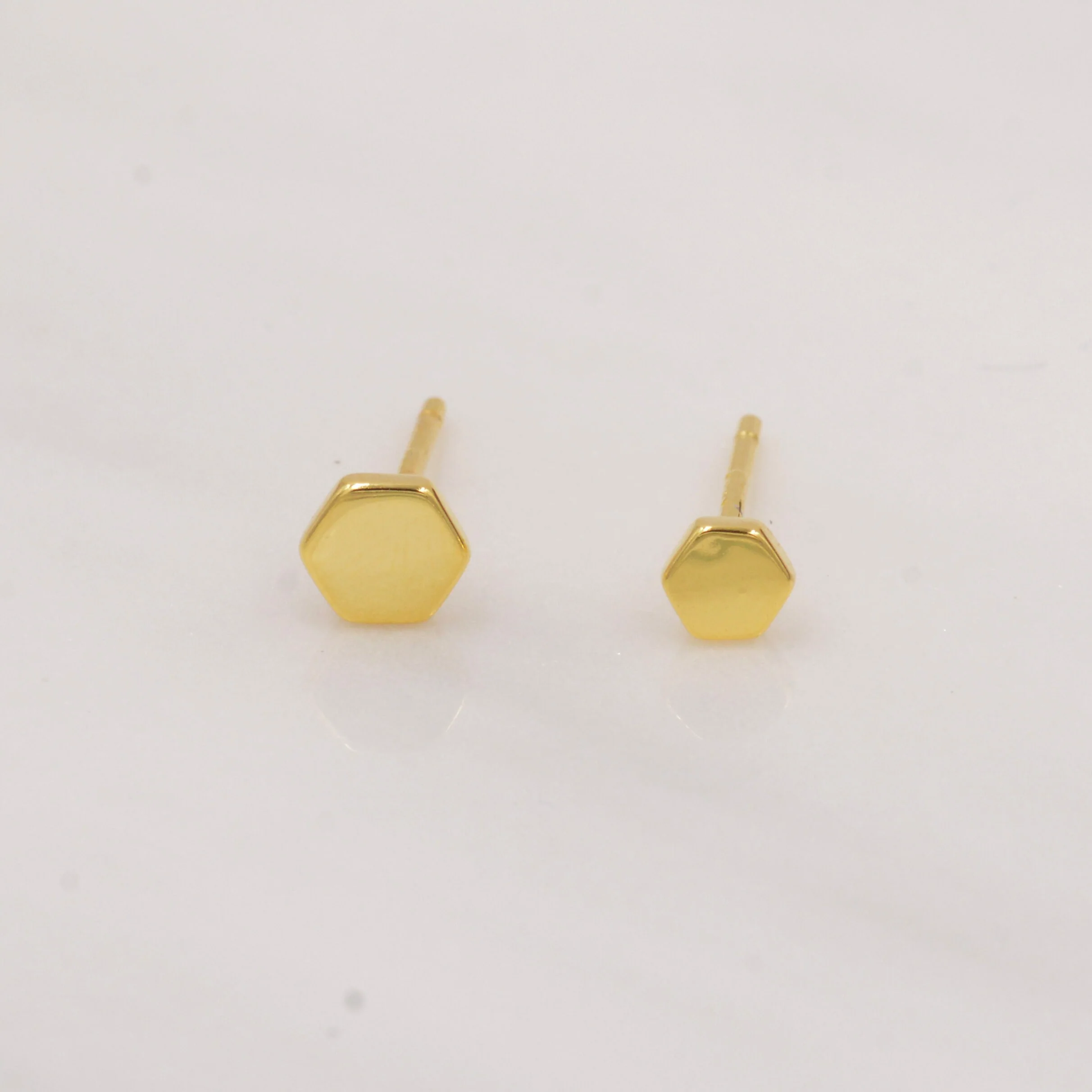 Sterling Silver Hexagon Geometry Stud Earrings, Silver or Gold, Minimalist Geometric Design, Anti-Tarnish Finish - Image 6