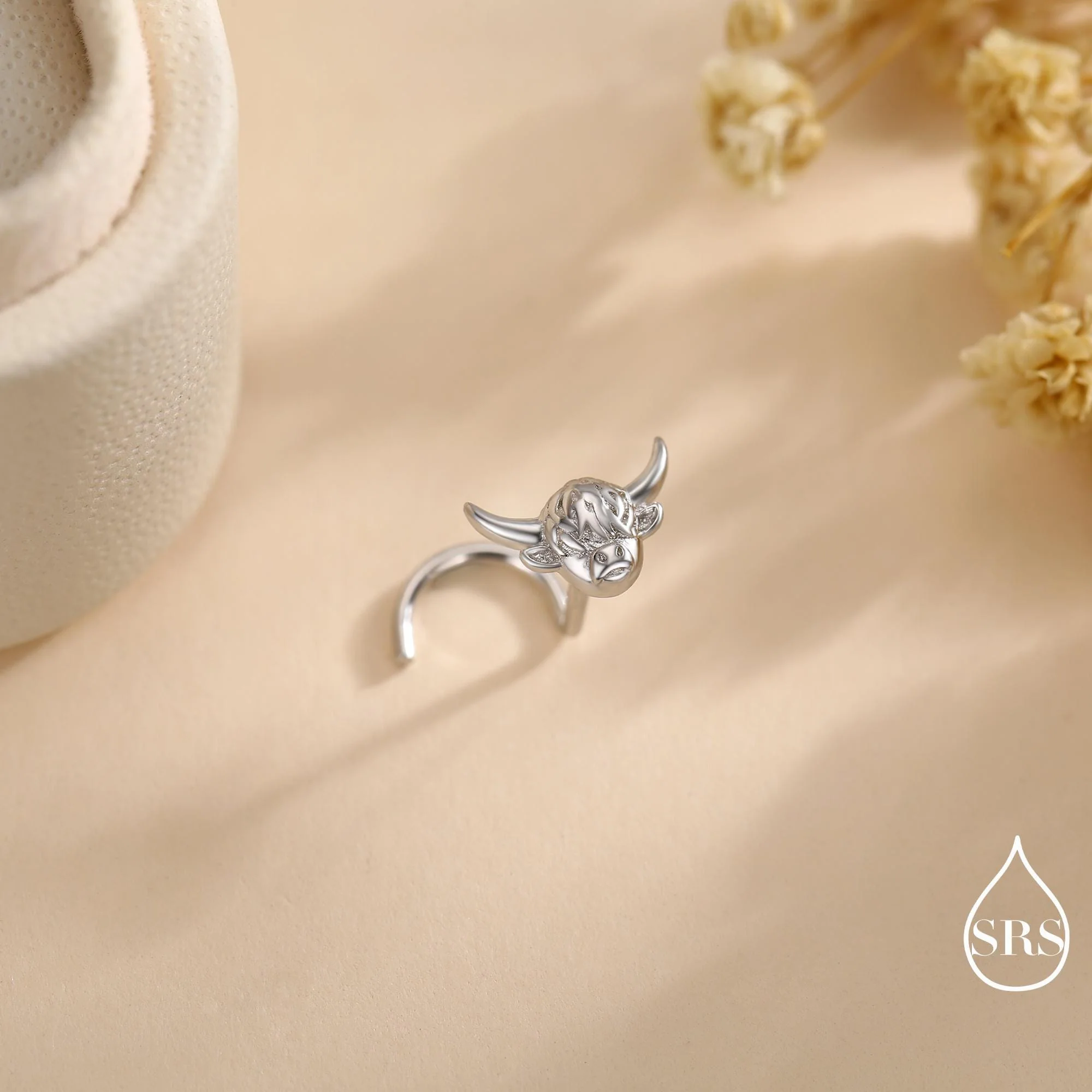 Sterling Silver Highland Cow Nose Ring – Dainty Minimalist Design Scottish Jewellery - Image 5