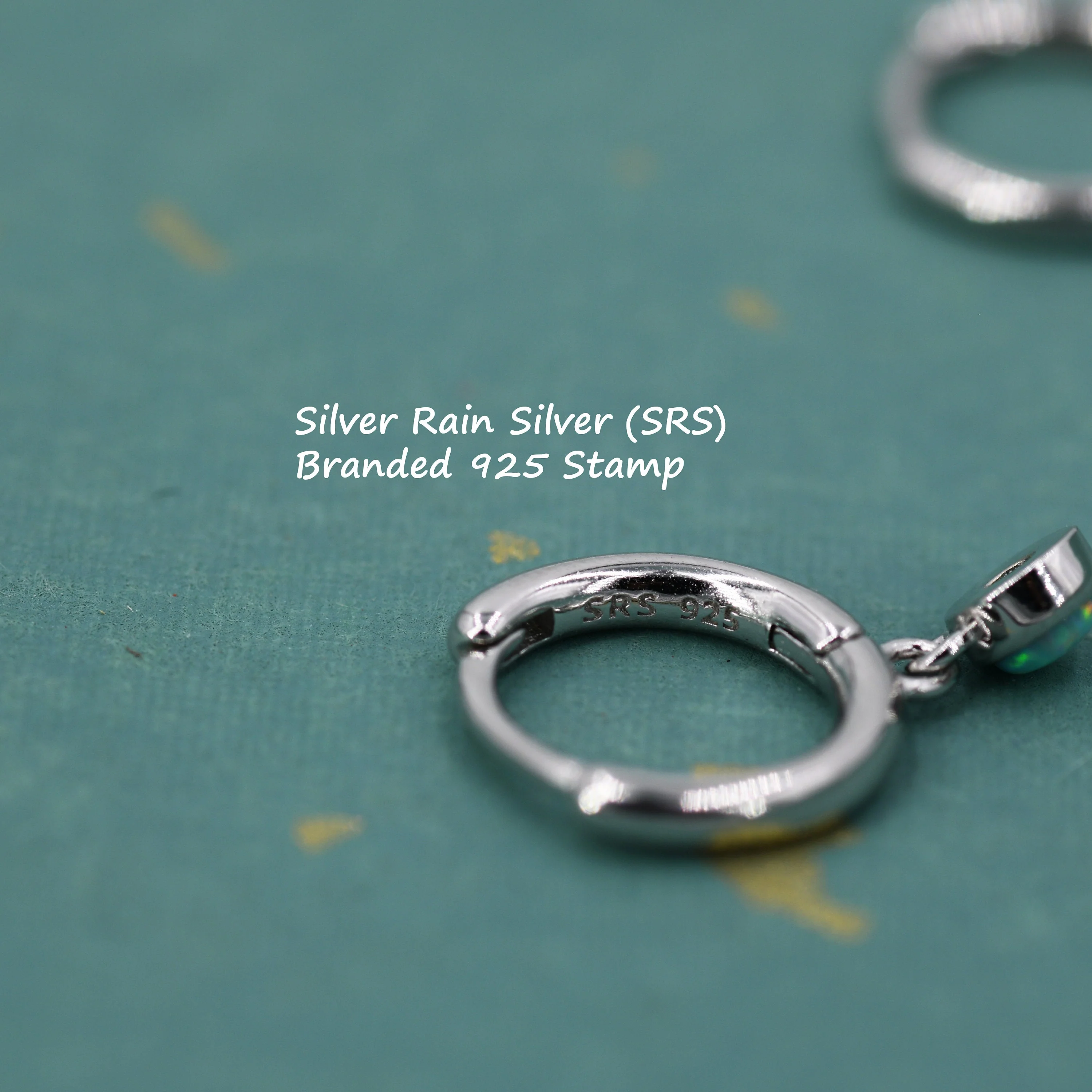 Sterling Silver Hoops with Tiny Dangling 3mm Turquoise, Very Small Turquoise Charm Dangle Hoop Earrings, Silver or Gold - Image 8