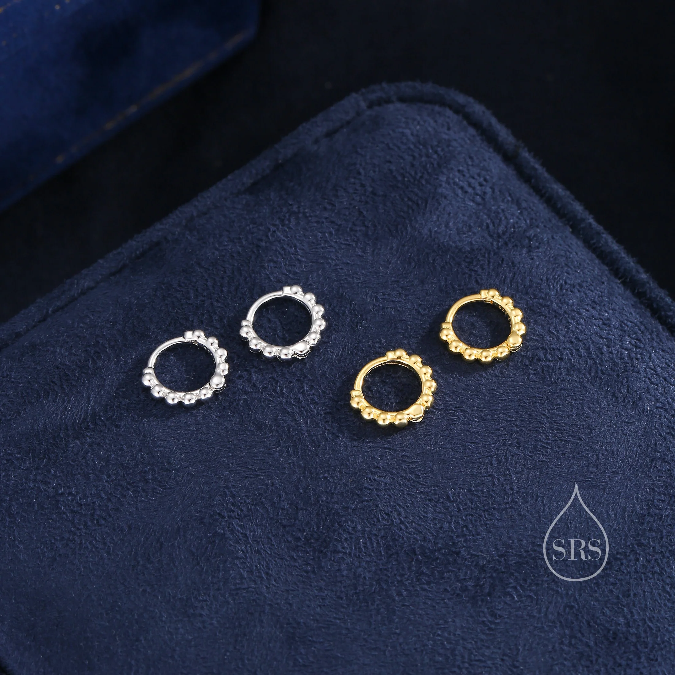 Sterling Silver Huggie Hoop Earrings, Pebble Circle Round Earrings, Minimalist Geometric Design - Image 8