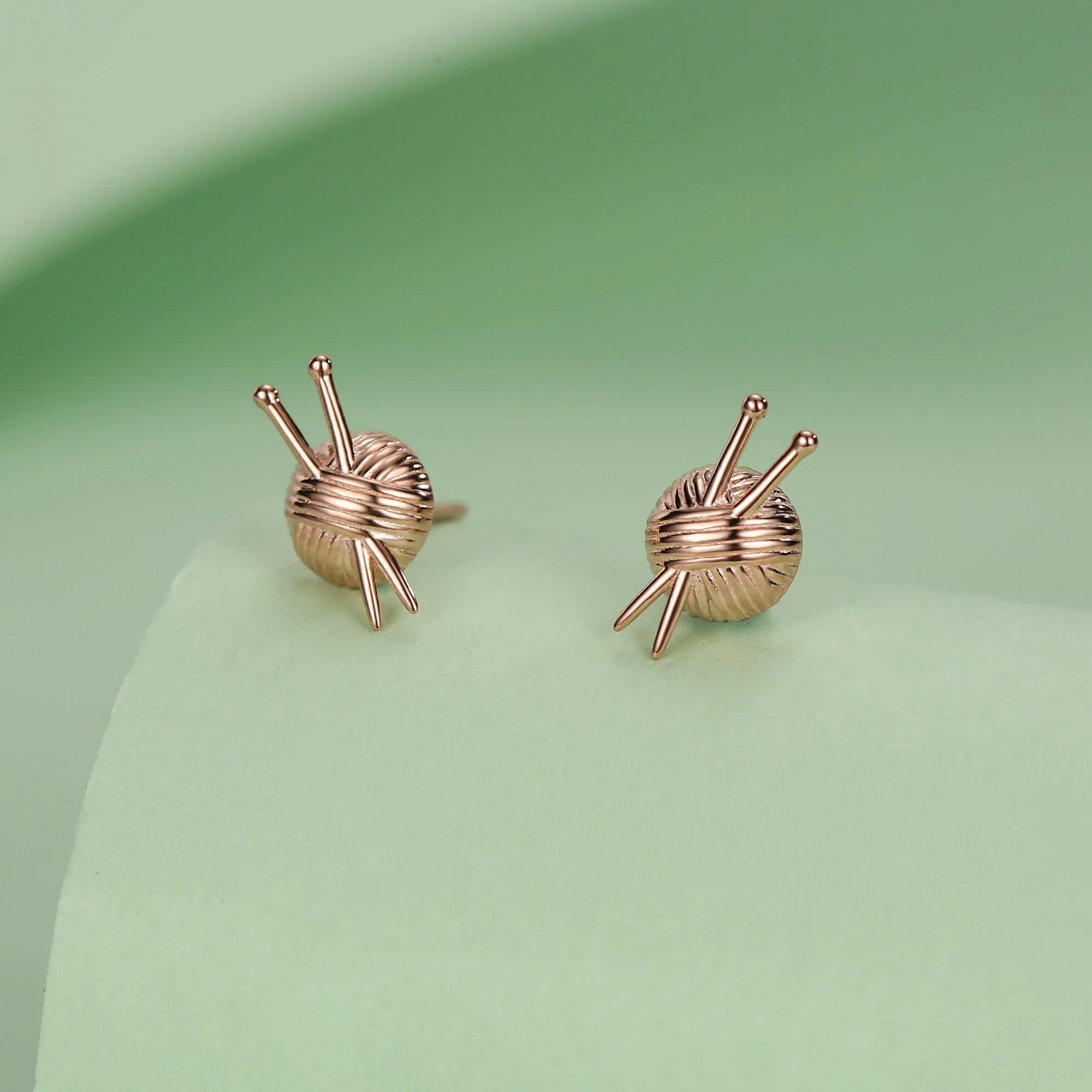 Sterling Silver Knitting Yarn Ball Stud Earrings - Image 5